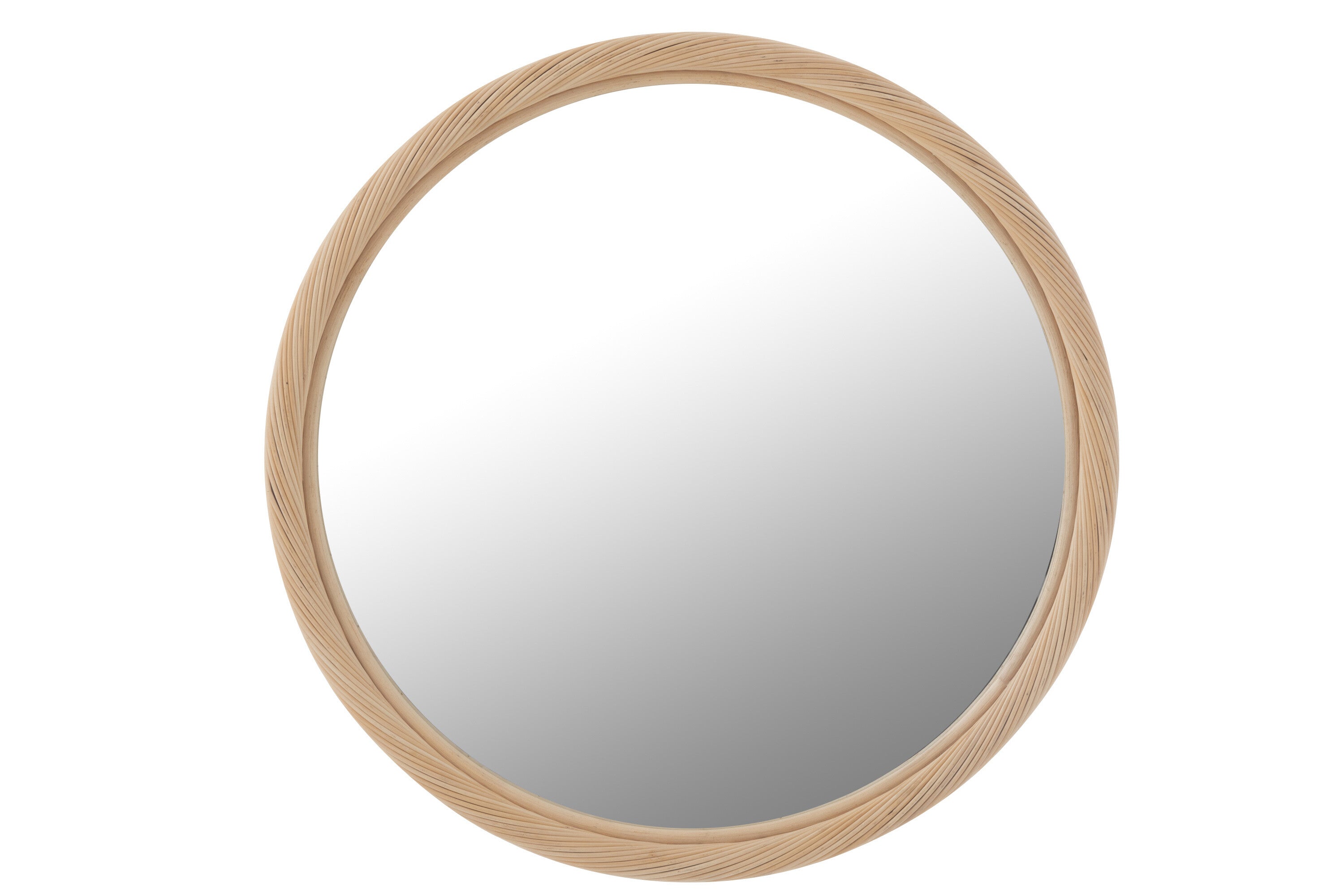 Wandspiegel rond rotan/glas natuurlijk L - J-LINE