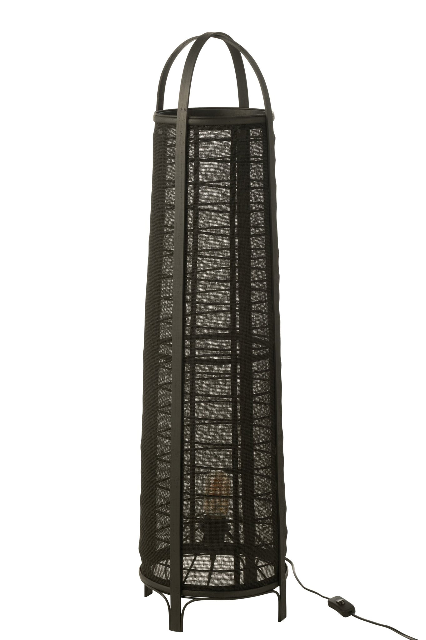 Vloerlamp Don Katoen/Bamboe Zwart - J-LINE