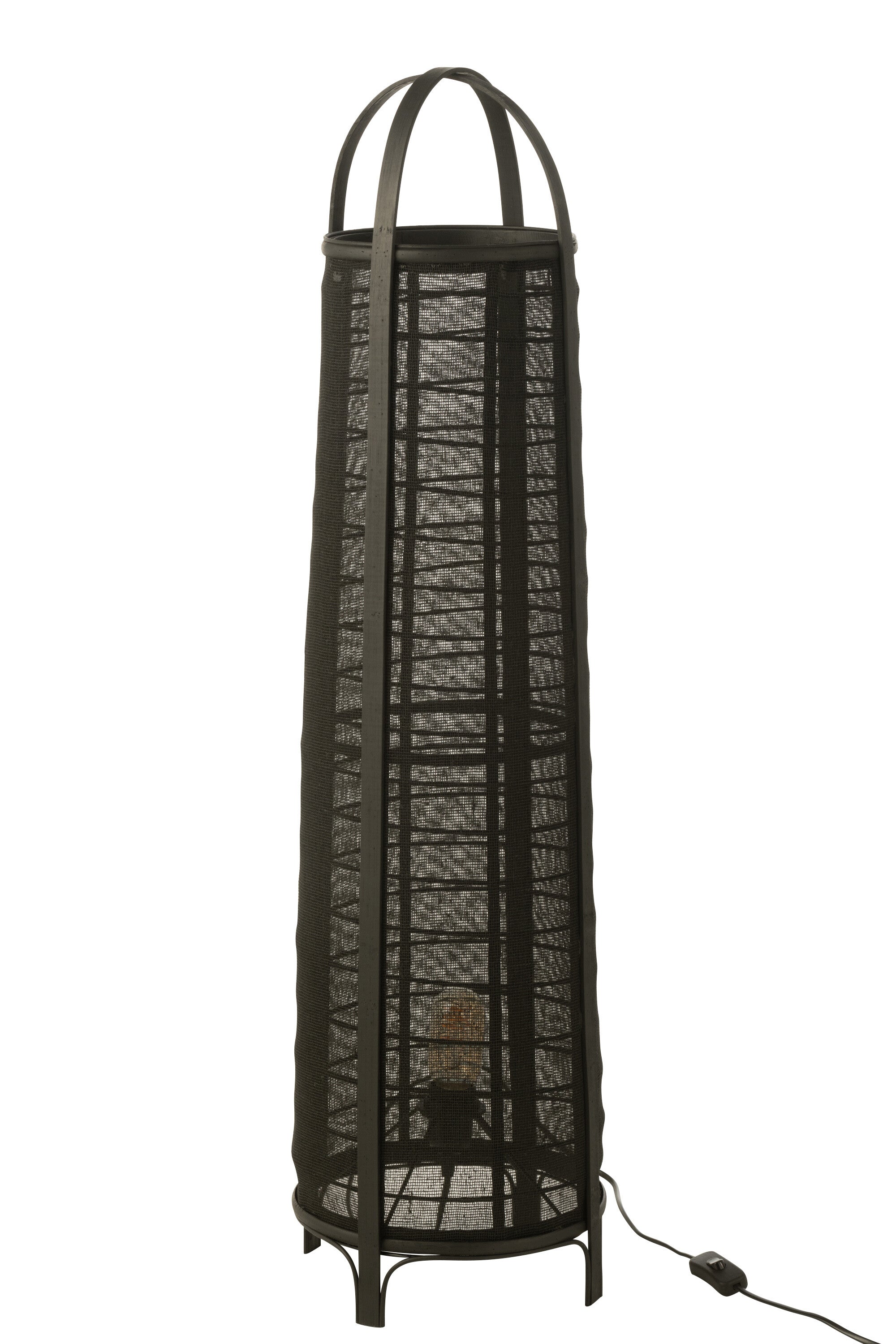 Vloerlamp Don Katoen/Bamboe Zwart - J-LINE