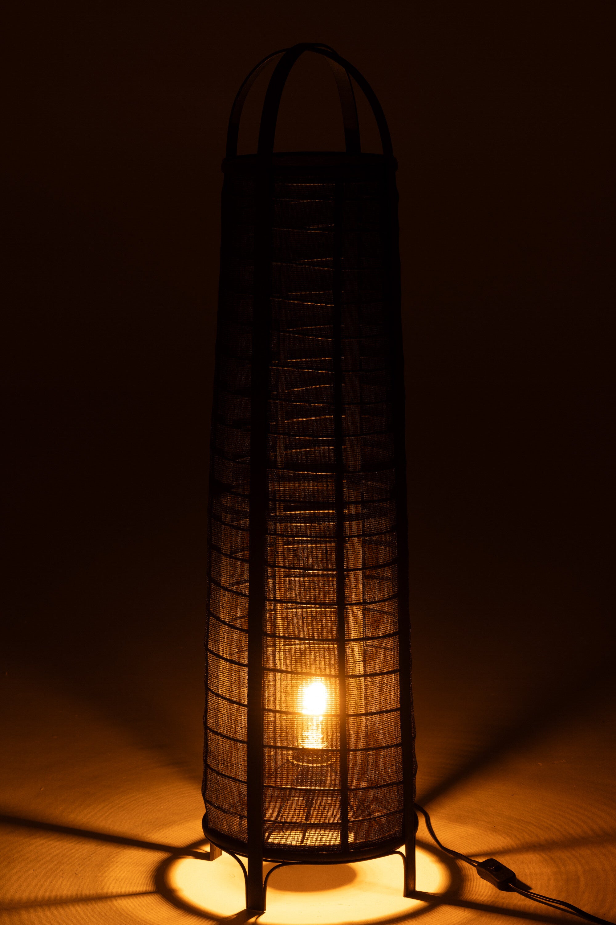 Vloerlamp Don Katoen/Bamboe Zwart - J-LINE