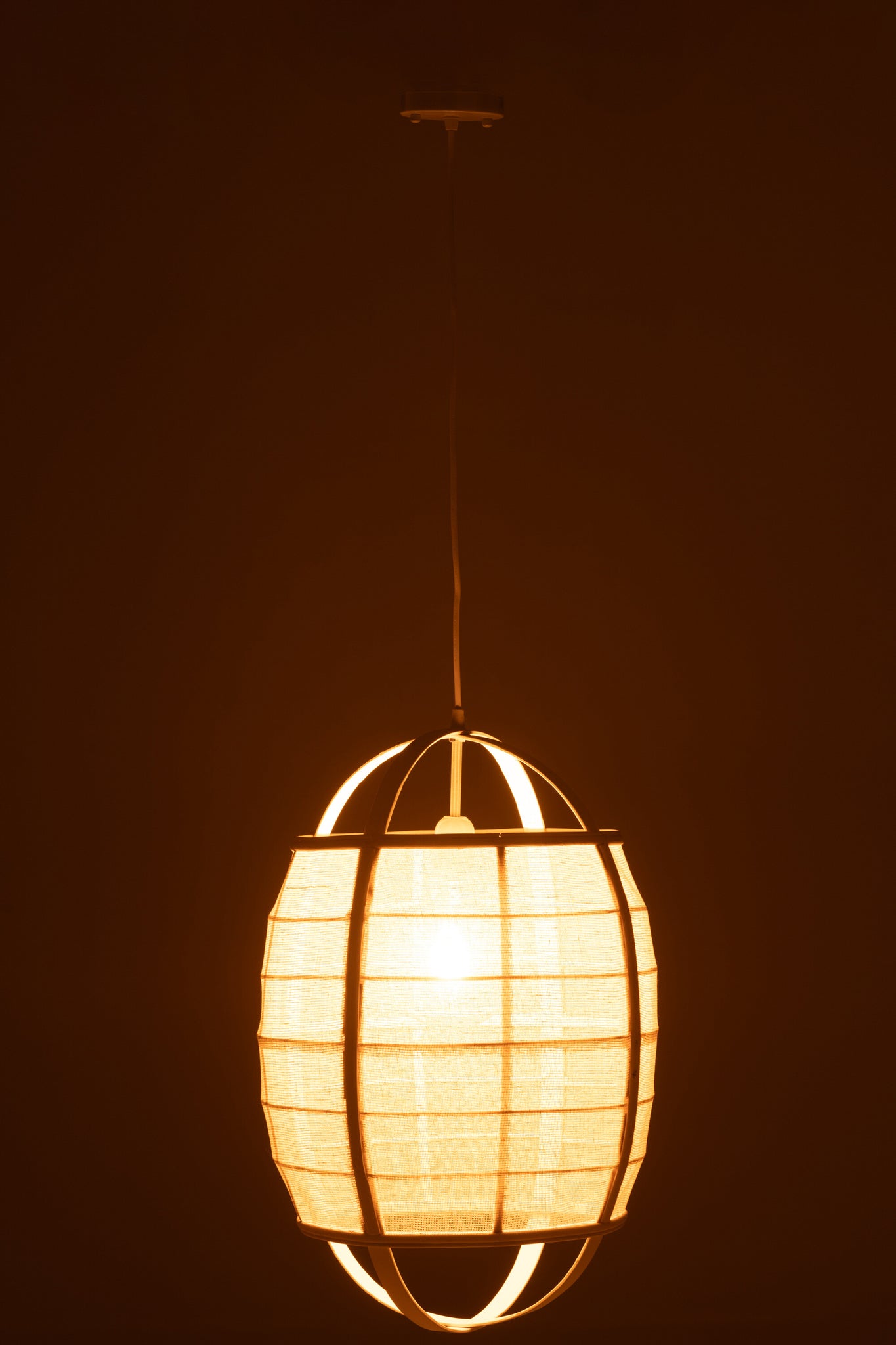 Hanglamp Ion Linnen/Bamboe Wit S - J-LINE