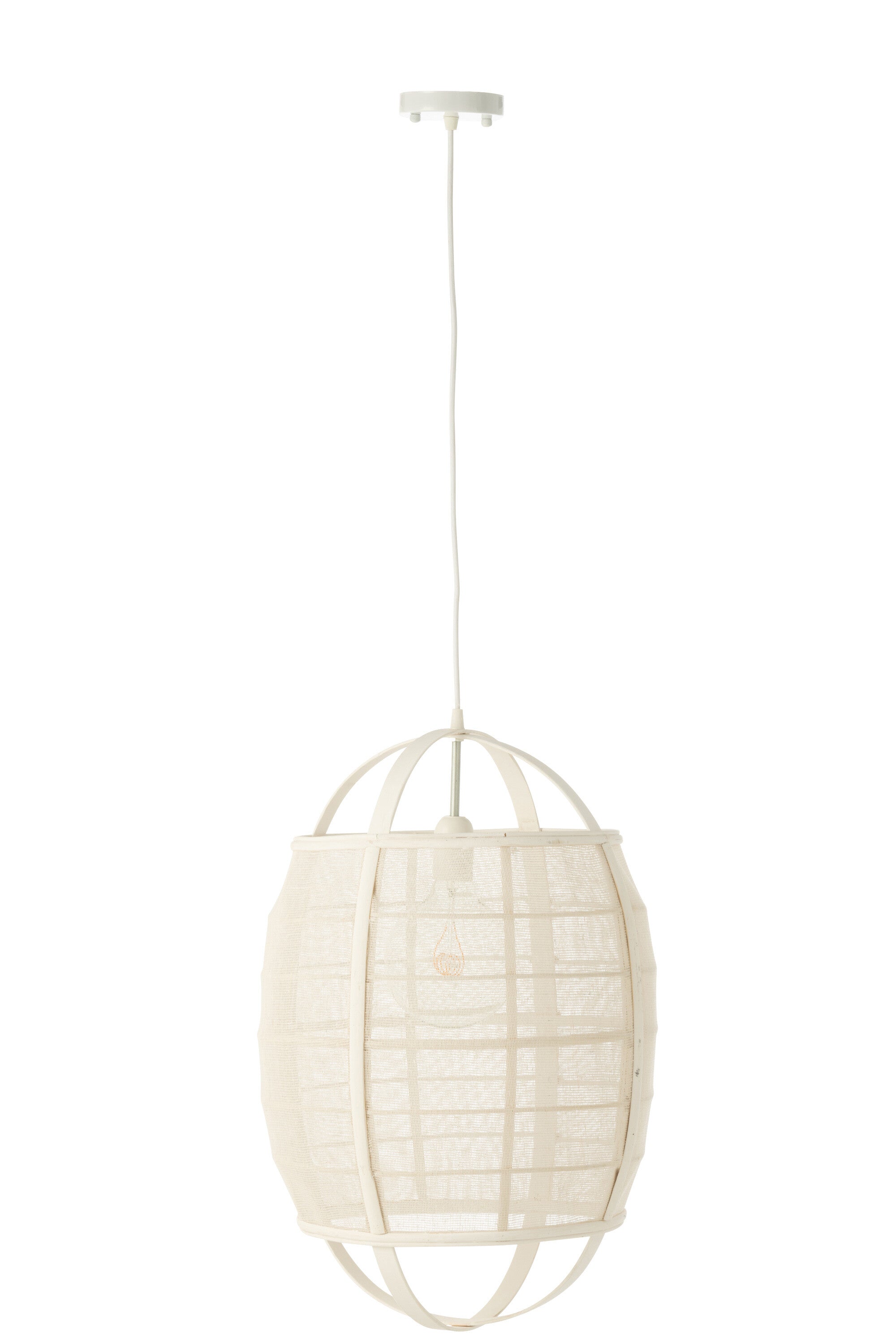 Hanglamp Ion Linnen/Bamboe Wit S - J-LINE
