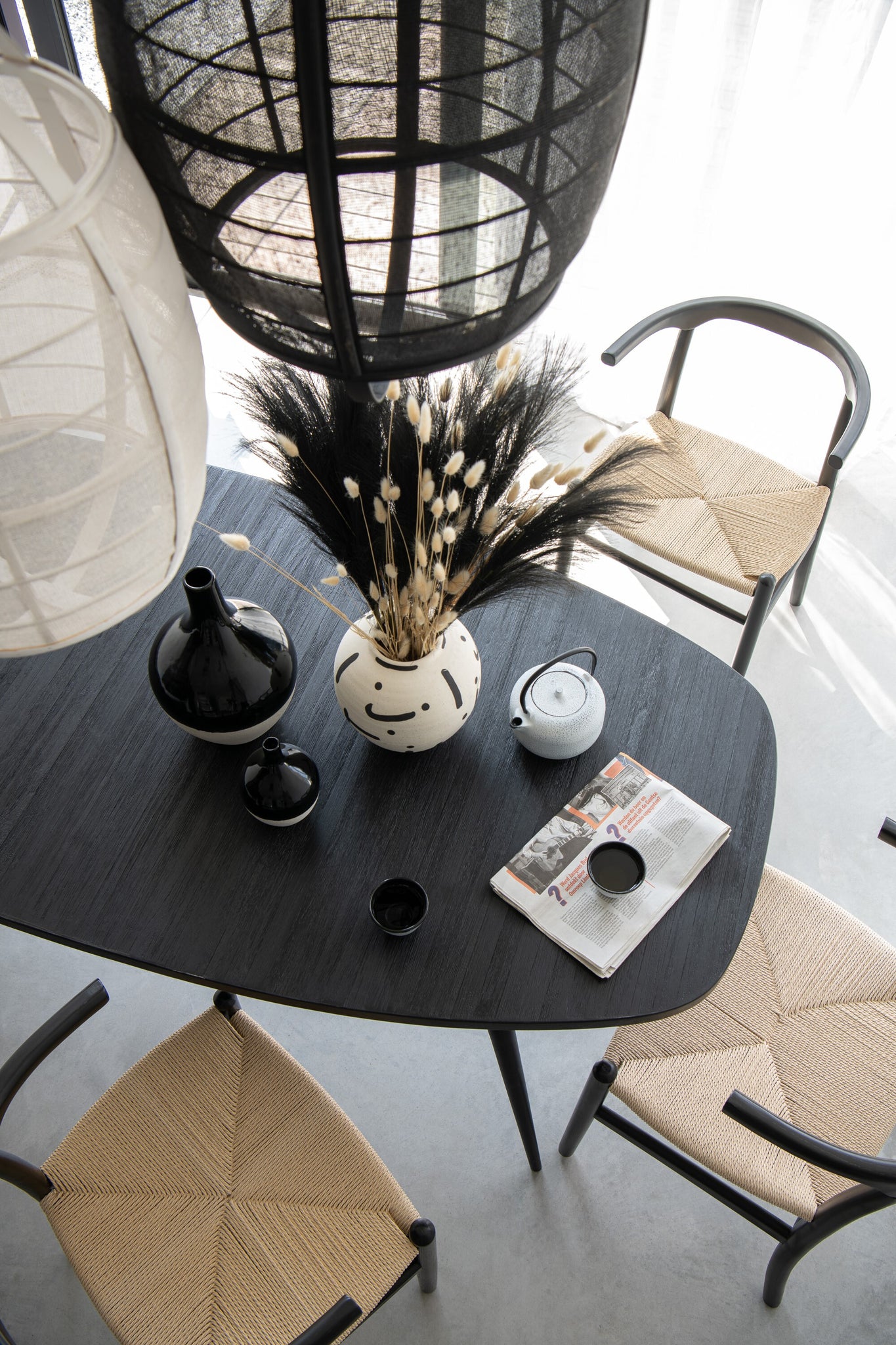Hanglamp Ion Linnen/Bamboe Wit S - J-LINE