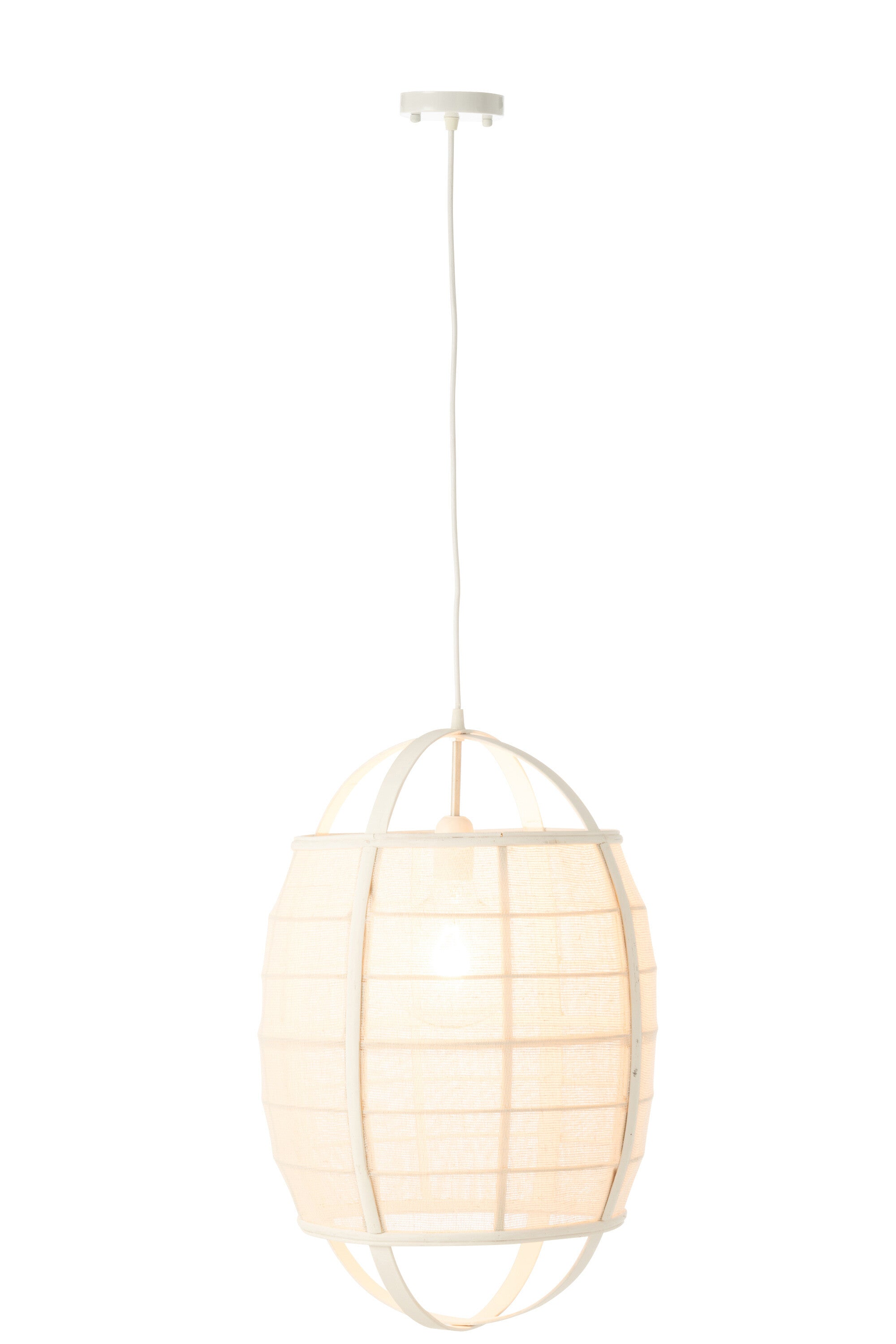 Hanglamp Ion Linnen/Bamboe Wit S - J-LINE