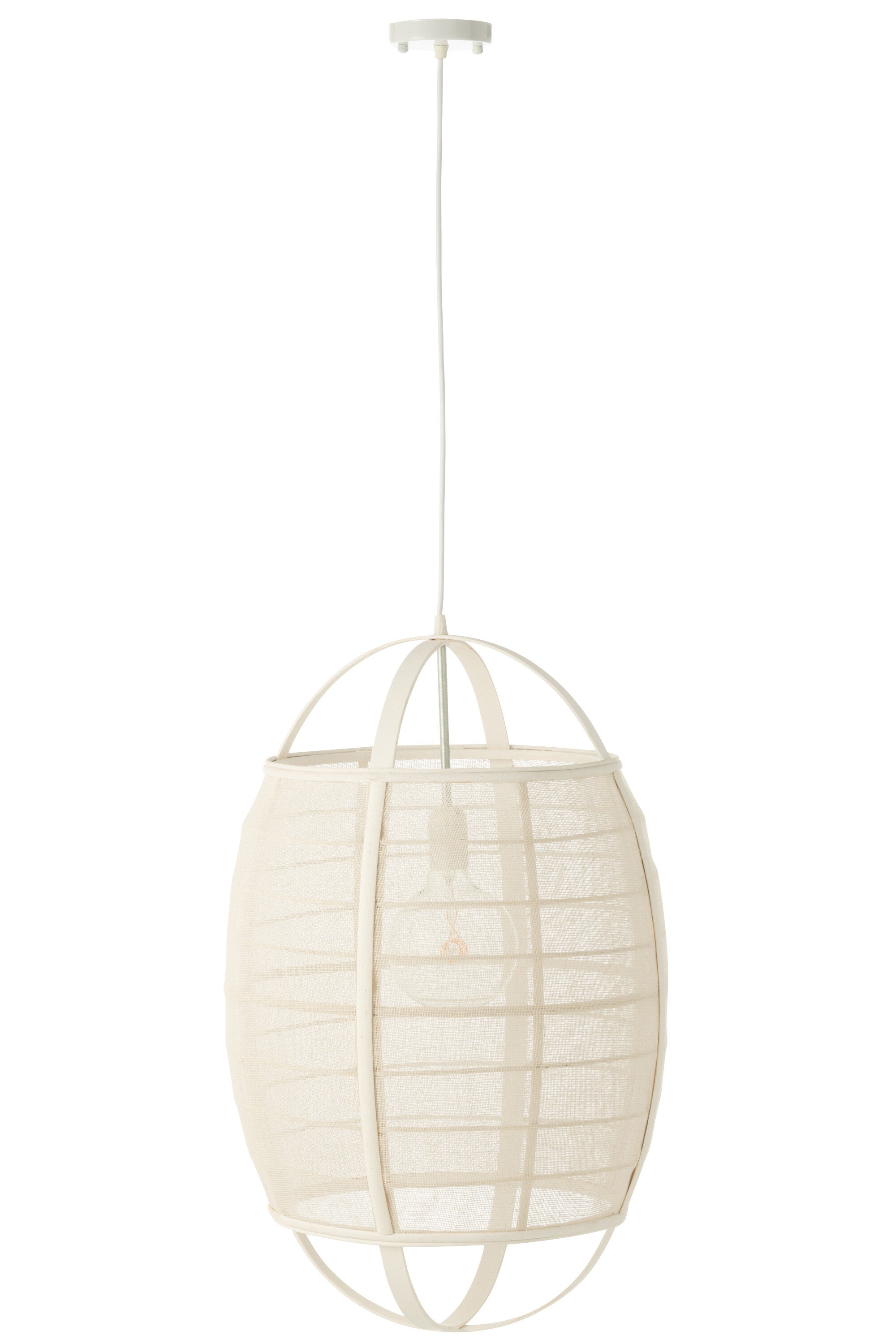 Hanglamp Ion Linnen/Bamboe Wit L - J-LINE