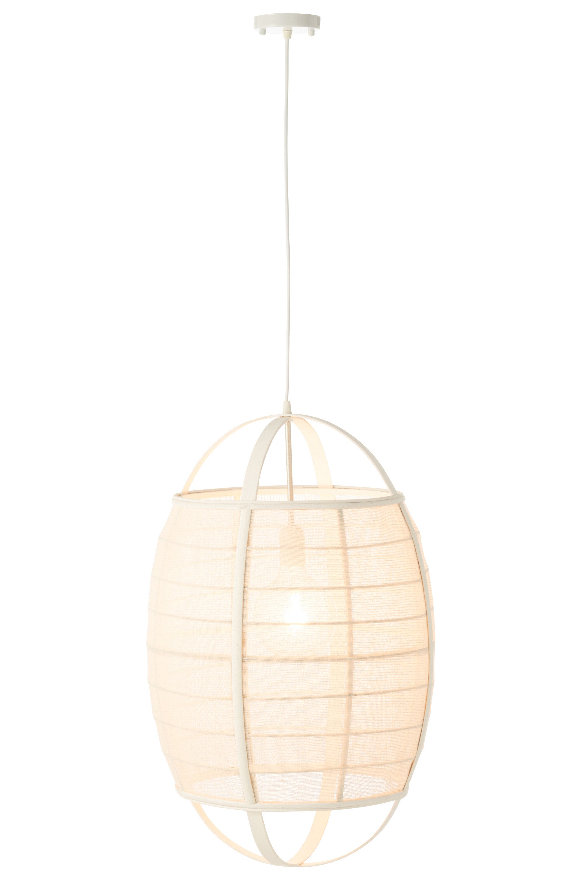 Hanglamp Ion Linnen/Bamboe Wit L - J-LINE