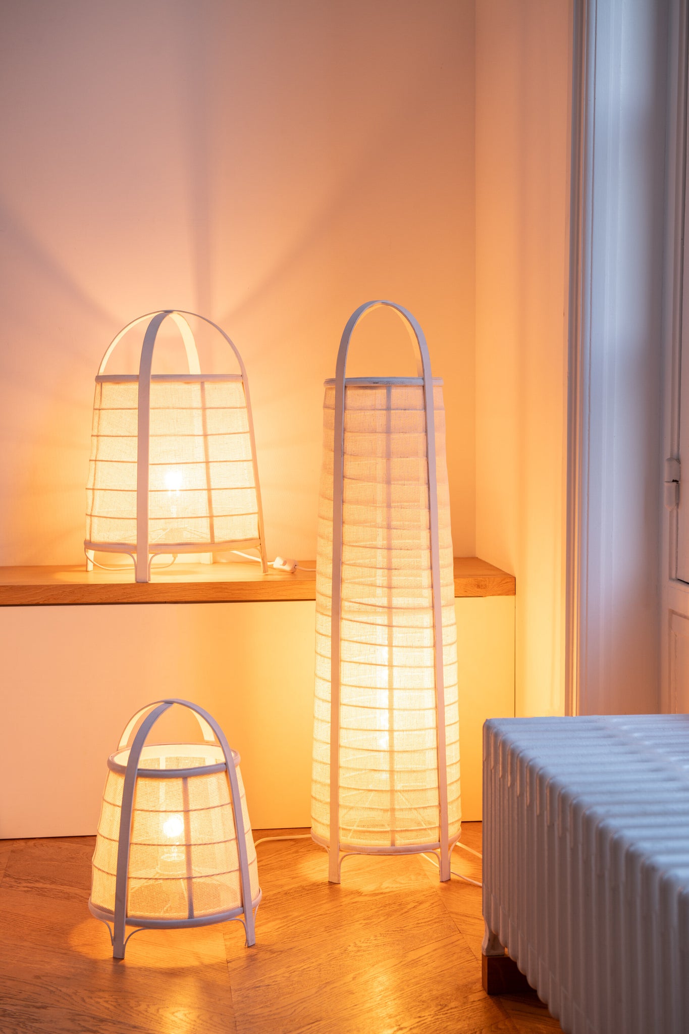 Lampe de table Rya Coton/Bambou Blanc S - J-LINE