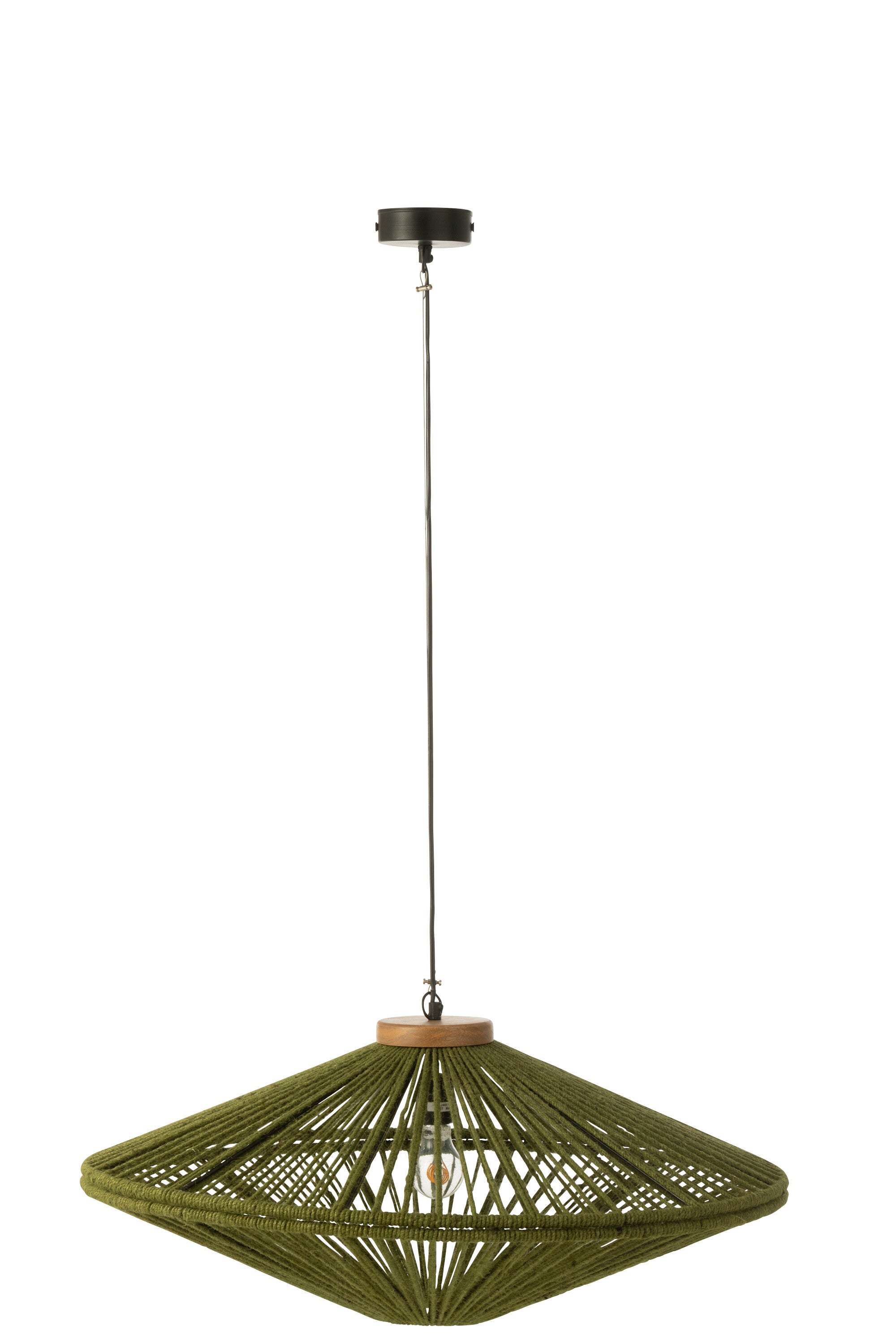 Hanglamp Ovni IJzer/Jute Groen M - J-LINE