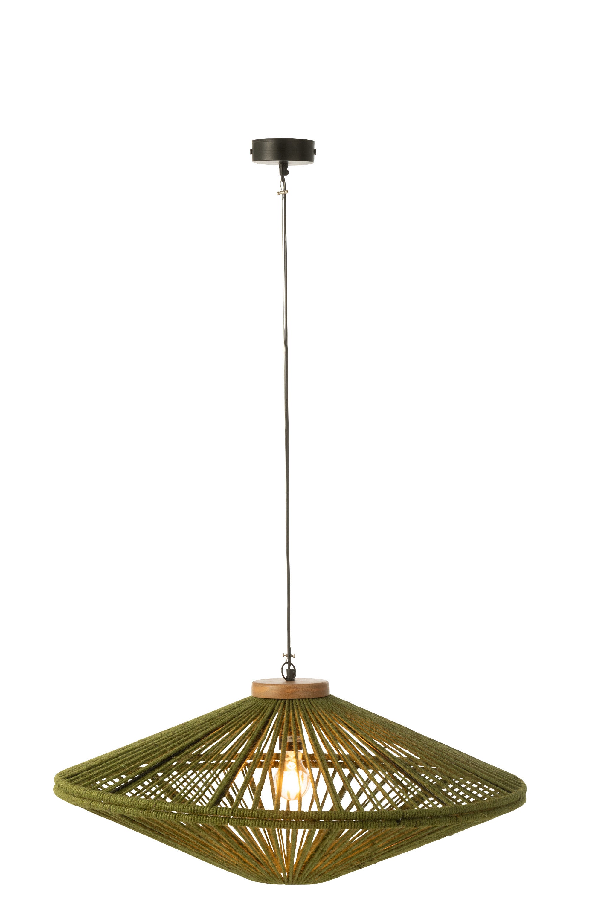 Hanglamp Ovni IJzer/Jute Groen M - J-LINE