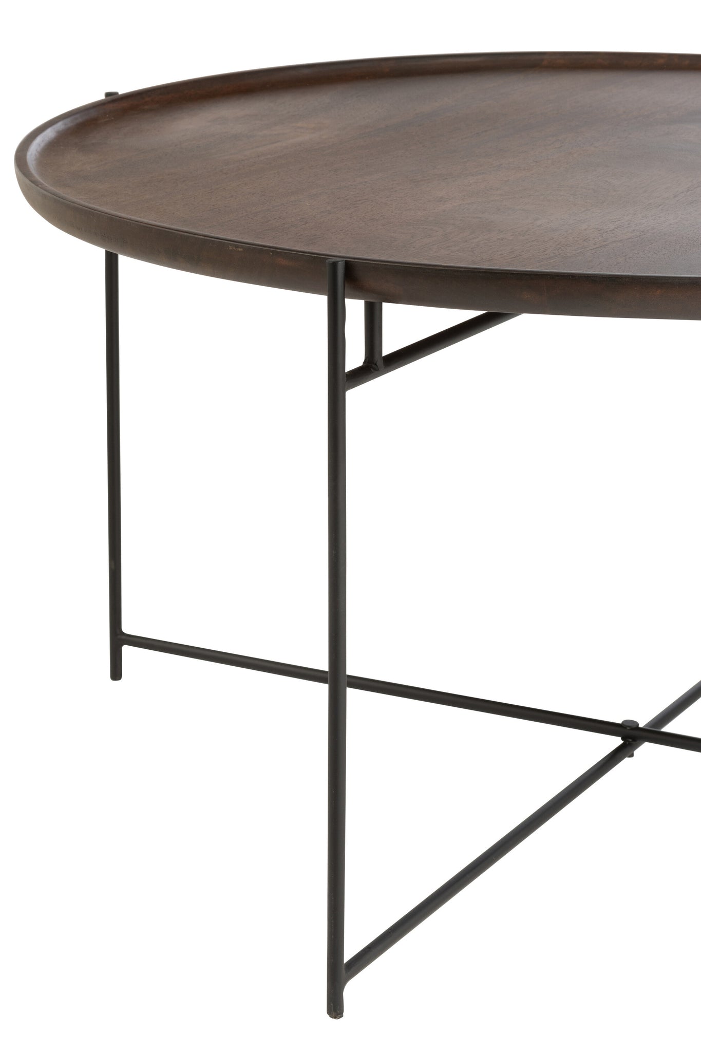 Salontafel Rond IJzer/Mangohout Bruin/Zwart - J-LINE
