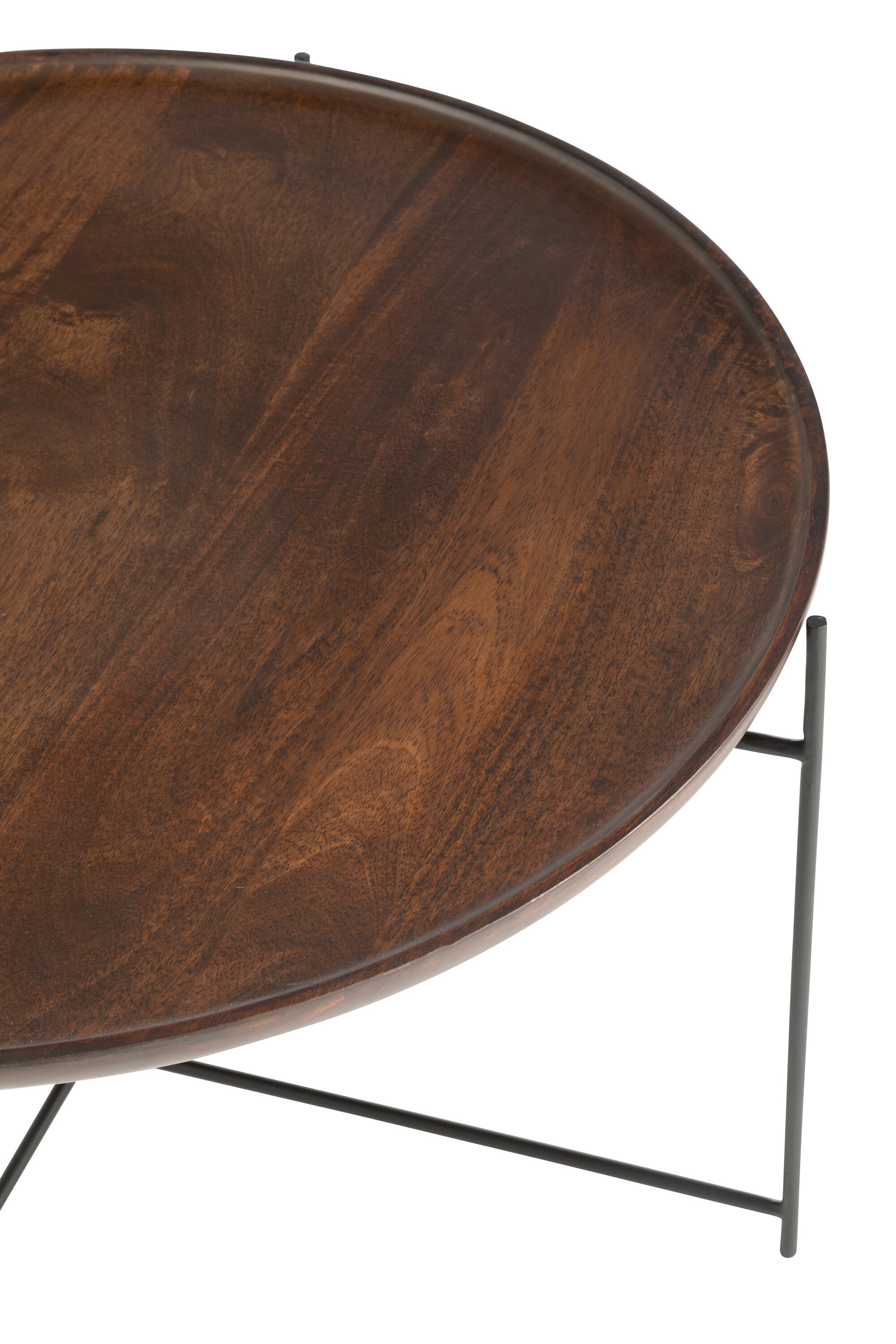 Salontafel Rond IJzer/Mangohout Bruin/Zwart - J-LINE