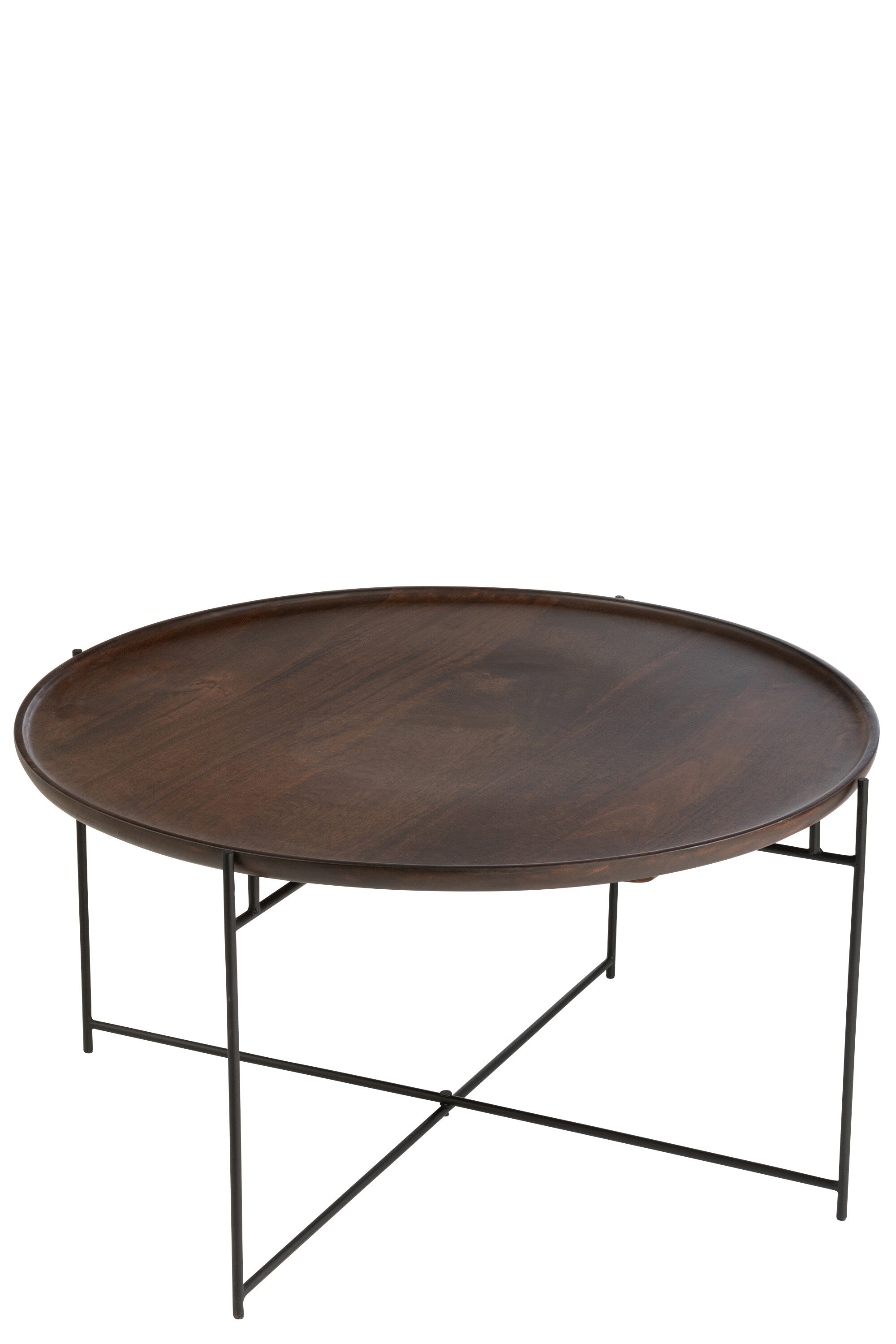 Salontafel Rond IJzer/Mangohout Bruin/Zwart - J-LINE
