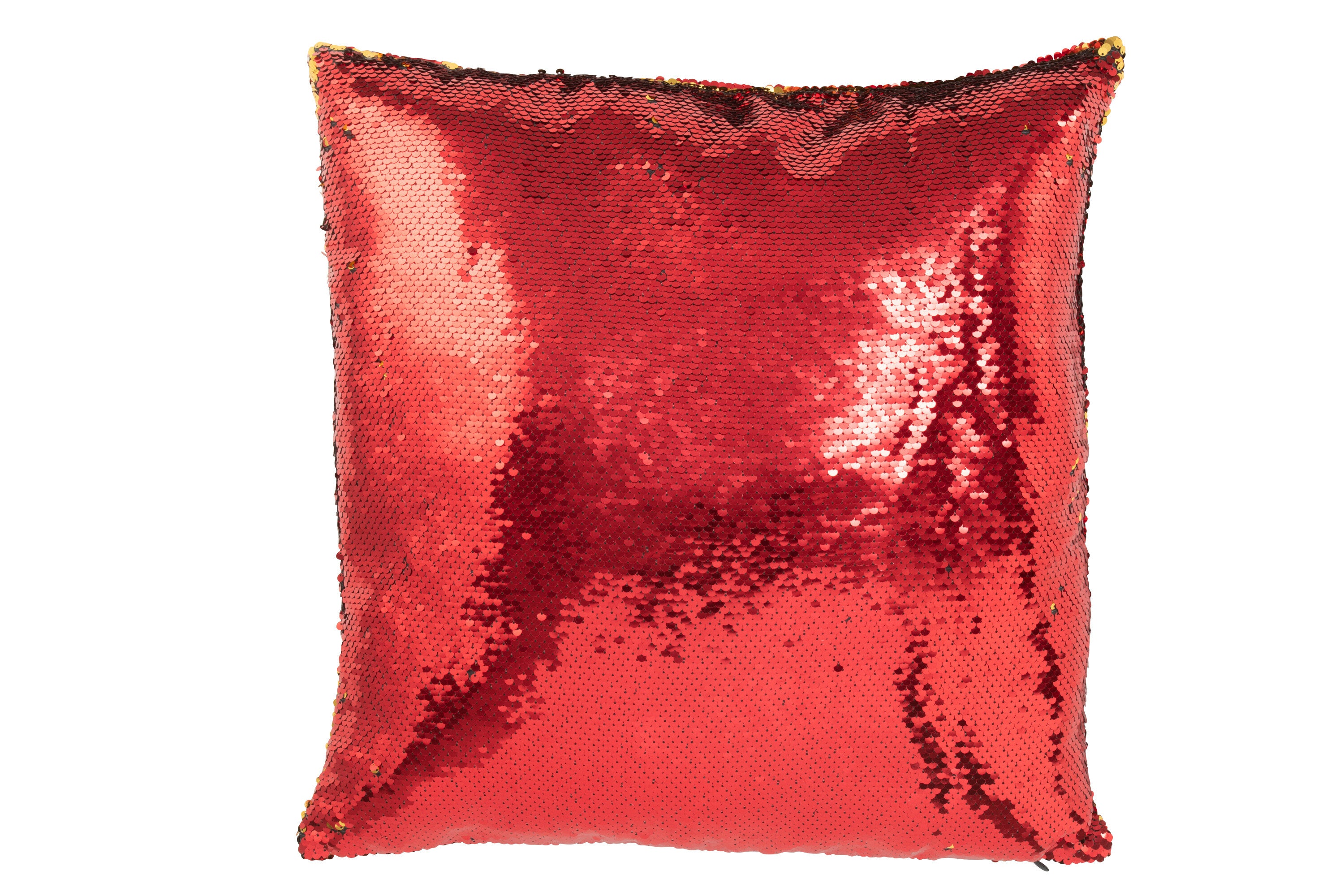 Kussen Pailletten Rood/Goud - J-LINE