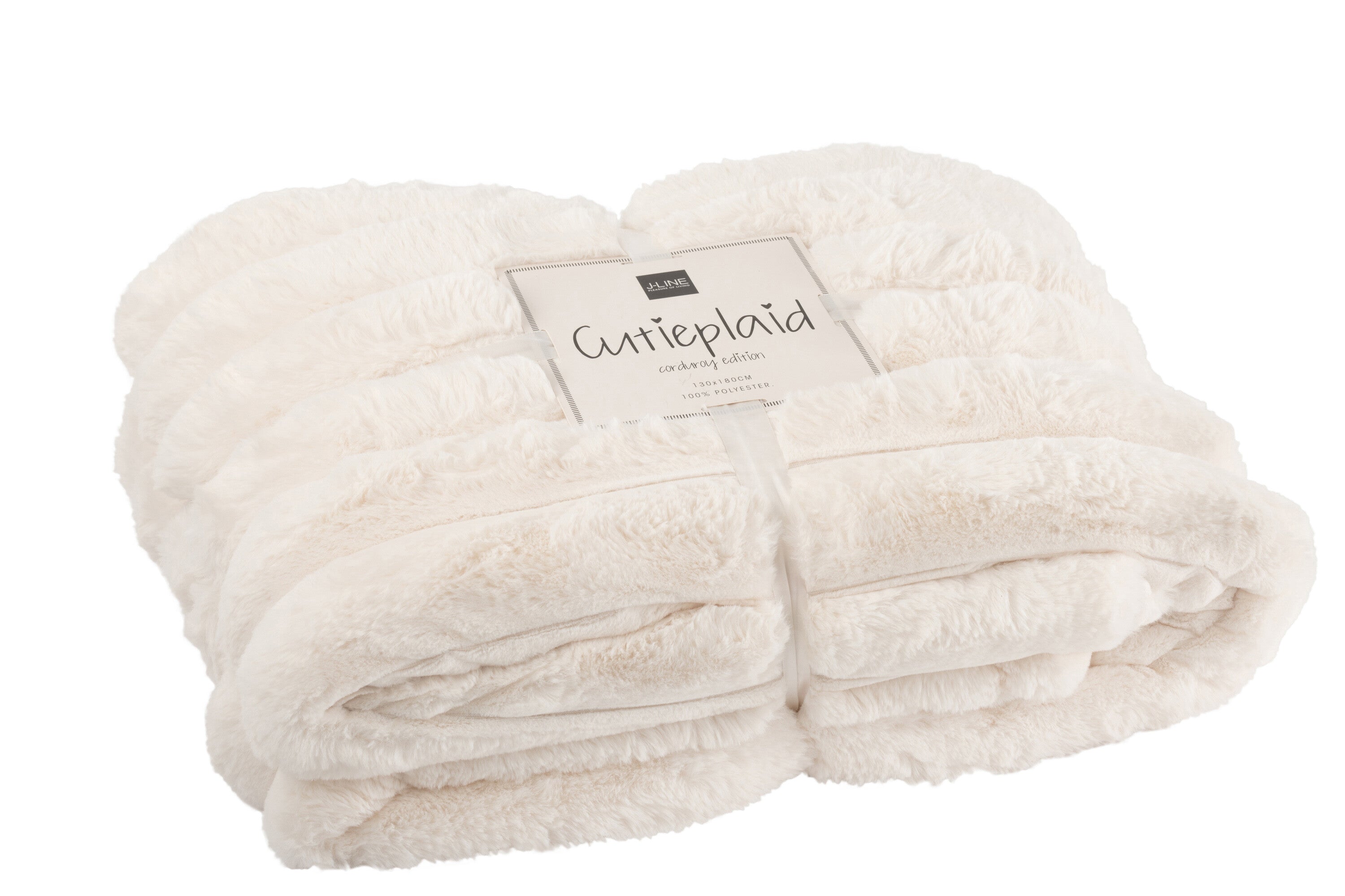 Plaid Velours côtelé Polyester Blanc - J-LINE