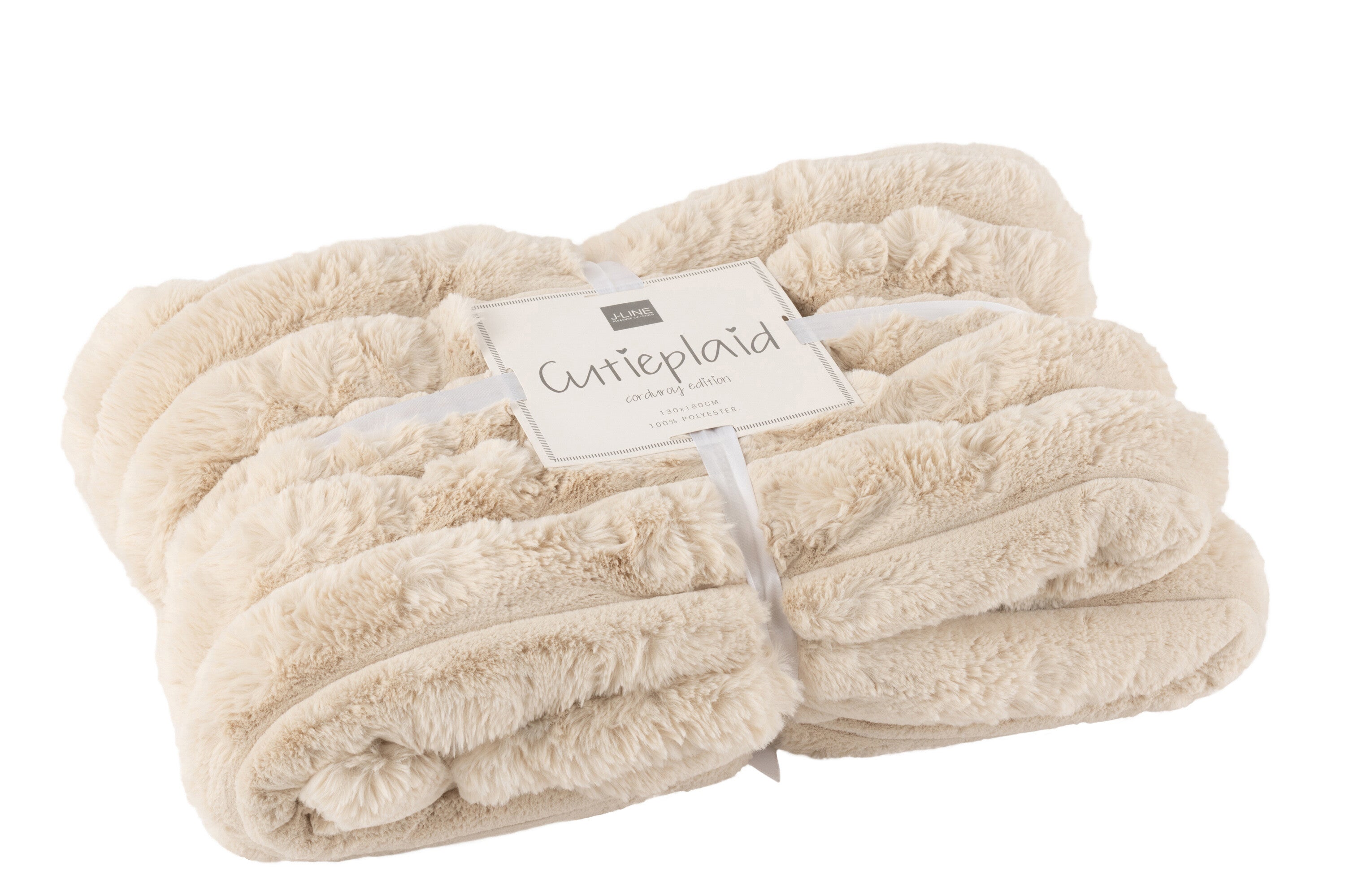 Geruite plaid Ribfluwelen Polyester Beige - J-LINE