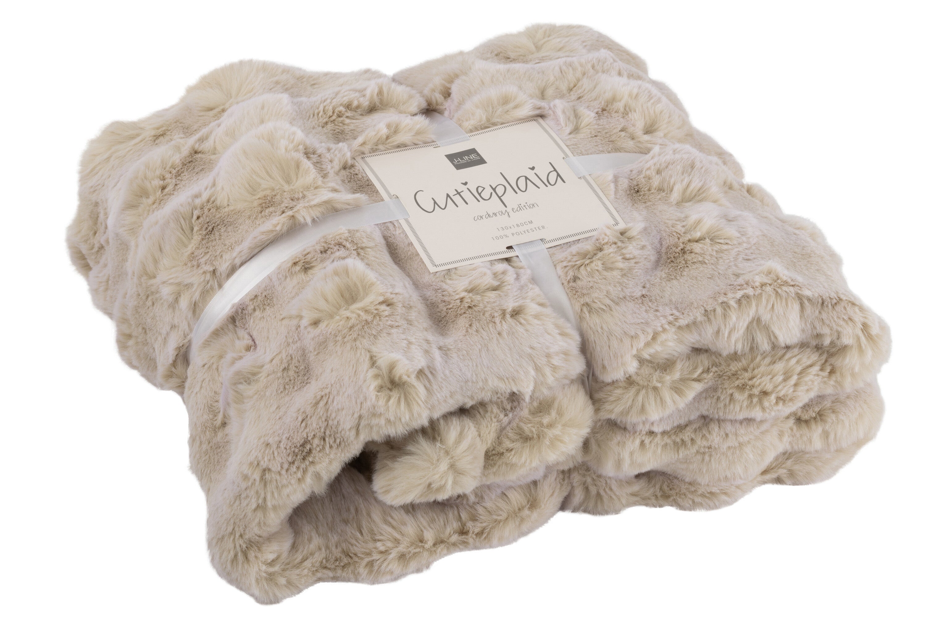 Geruite plaid polyester ivoor - J-LINE