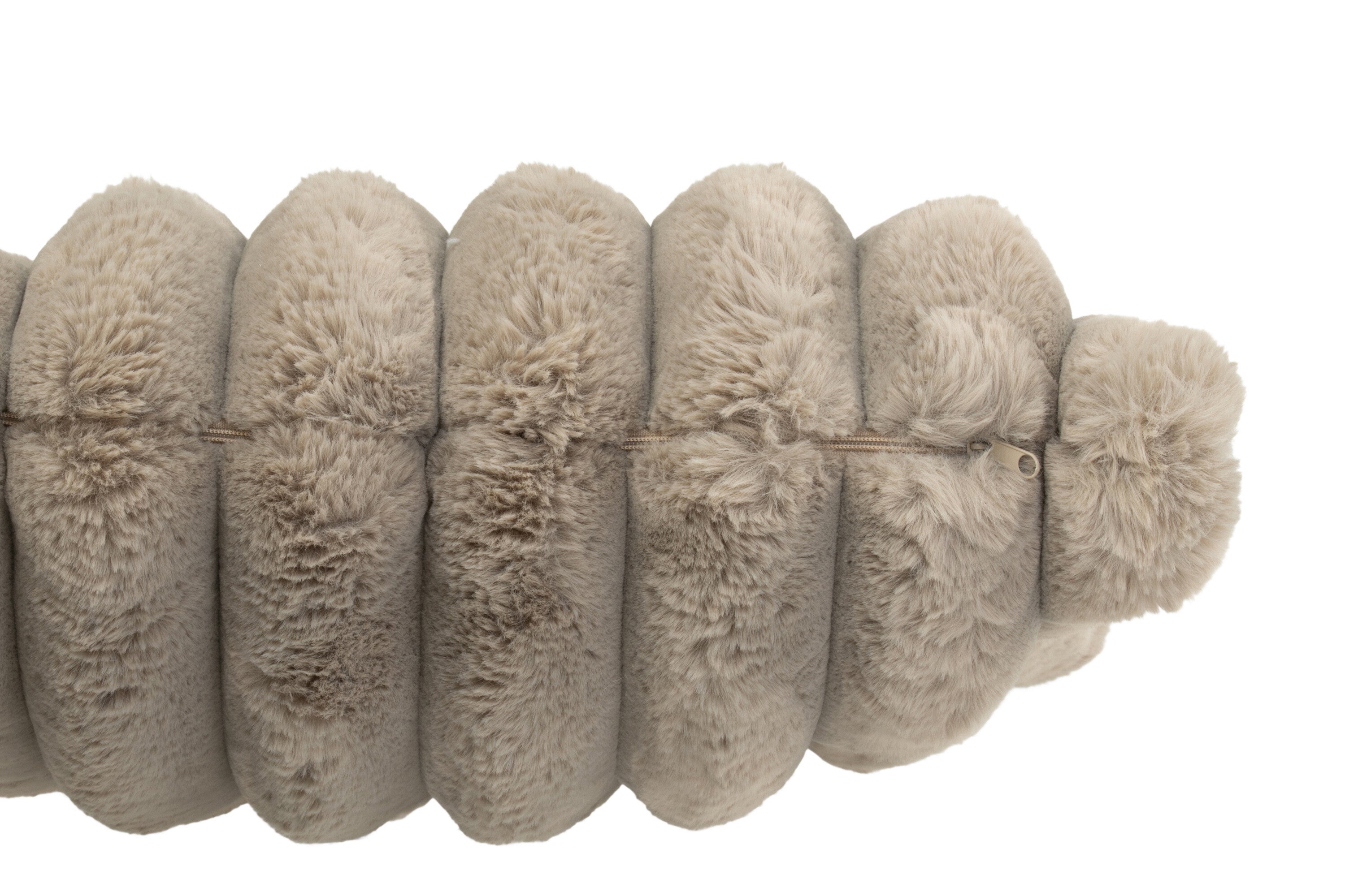 Kussen Ribfluweel Polyester Taupe L - J-LINE