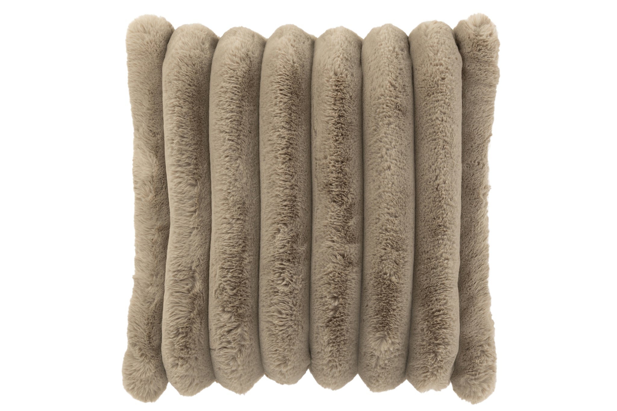 Kussen Ribfluweel Polyester Taupe L - J-LINE