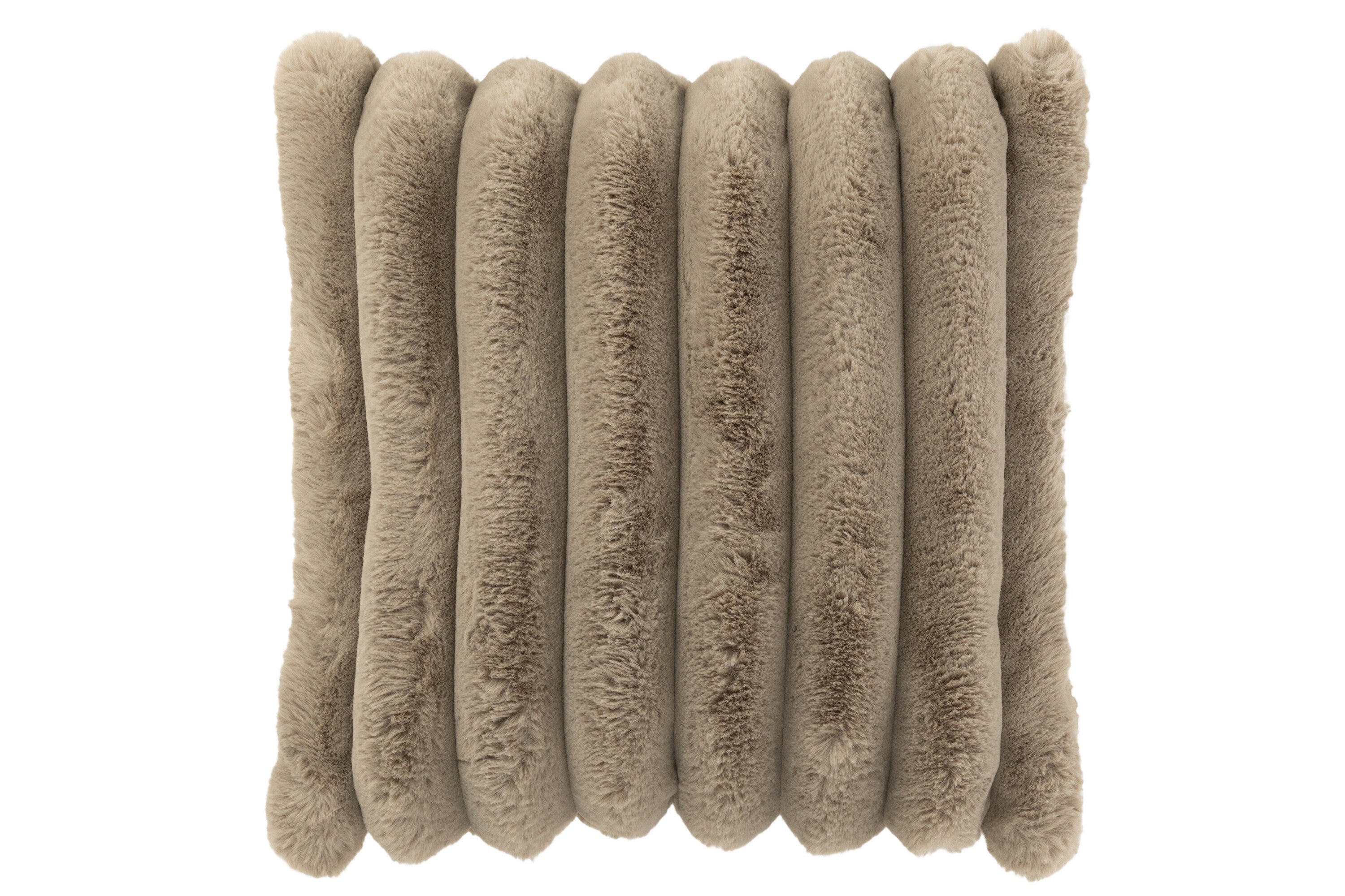 Kussen Ribfluweel Polyester Taupe L - J-LINE
