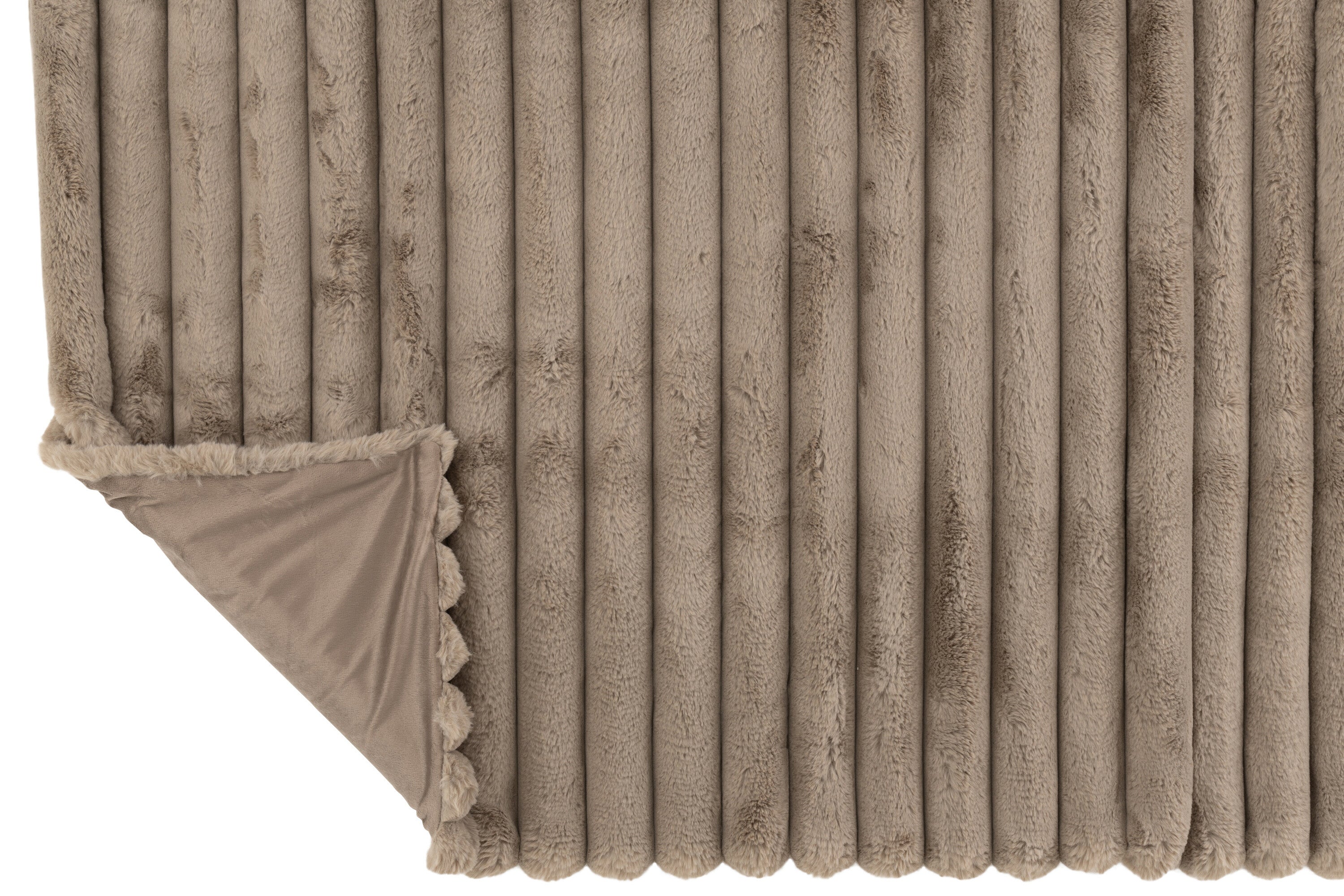 Plaid Velours côtelé Polyester Taupe - J-LINE