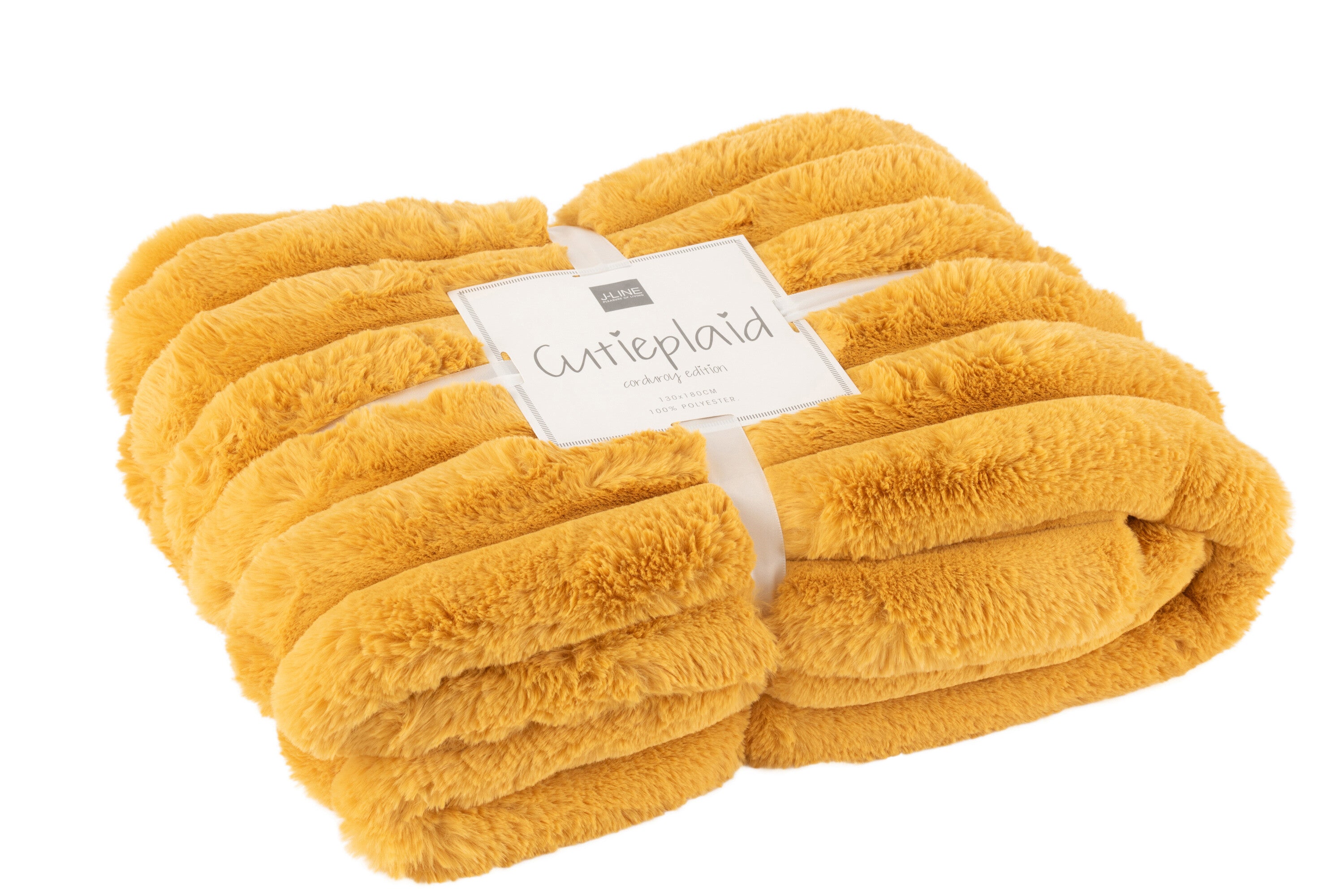 Grand Plaid Velours Côtelé Polyester Ocre - J-LINE