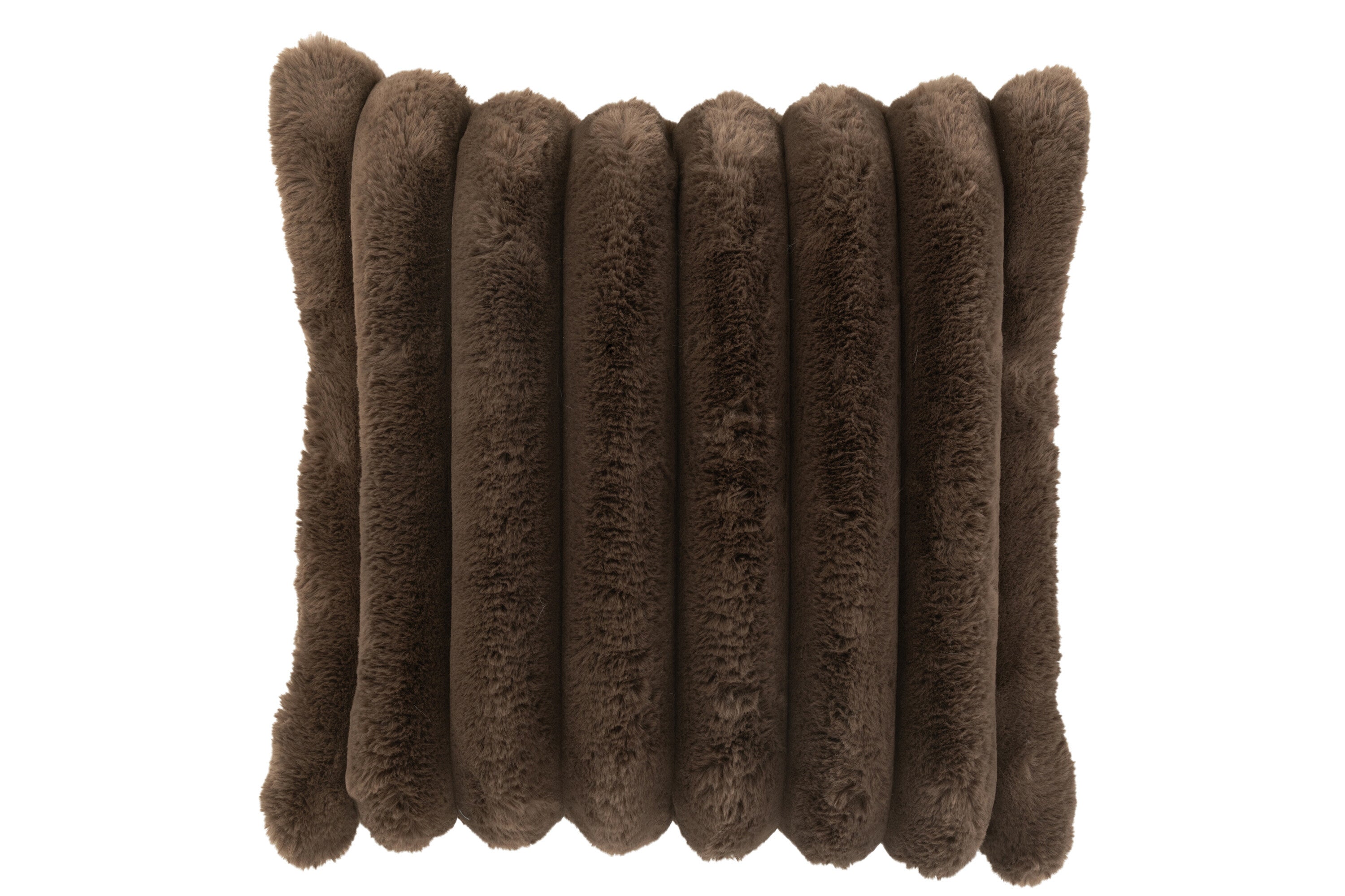 Kussen Ribfluweel Polyester donkerbruin L - J-LINE