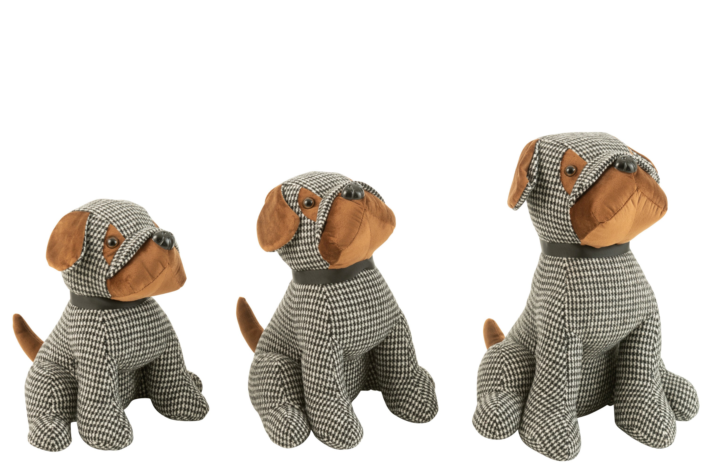 Cale-porte chien à carreaux en polyester noir/marron L - J-LINE