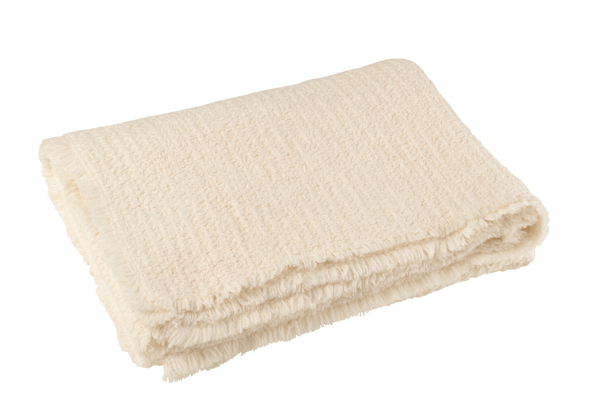 plaid rafelranden katoen/polyester wit - J-LINE