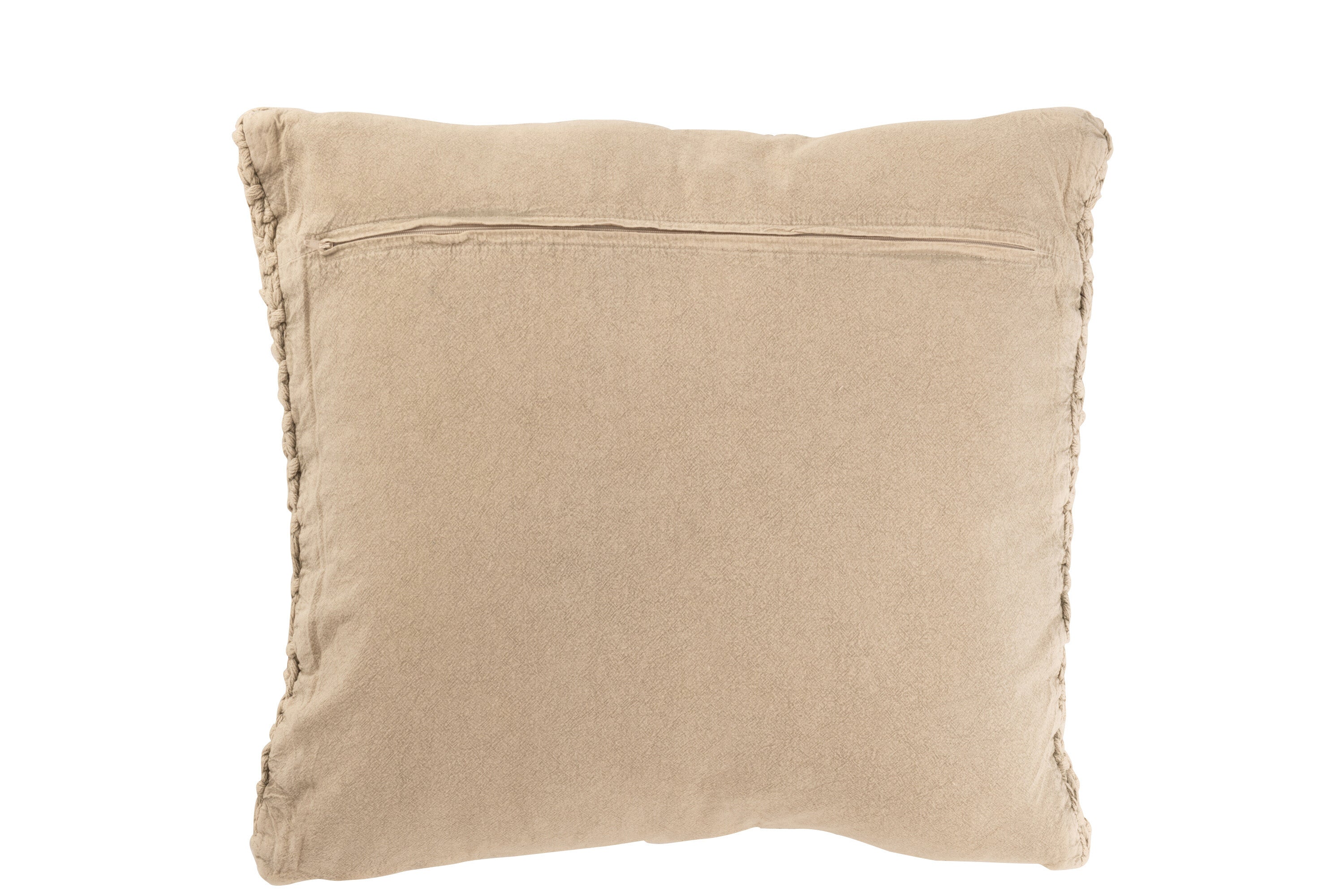 Kussen Gebreid+Vlecht Katoen Beige - J-LINE