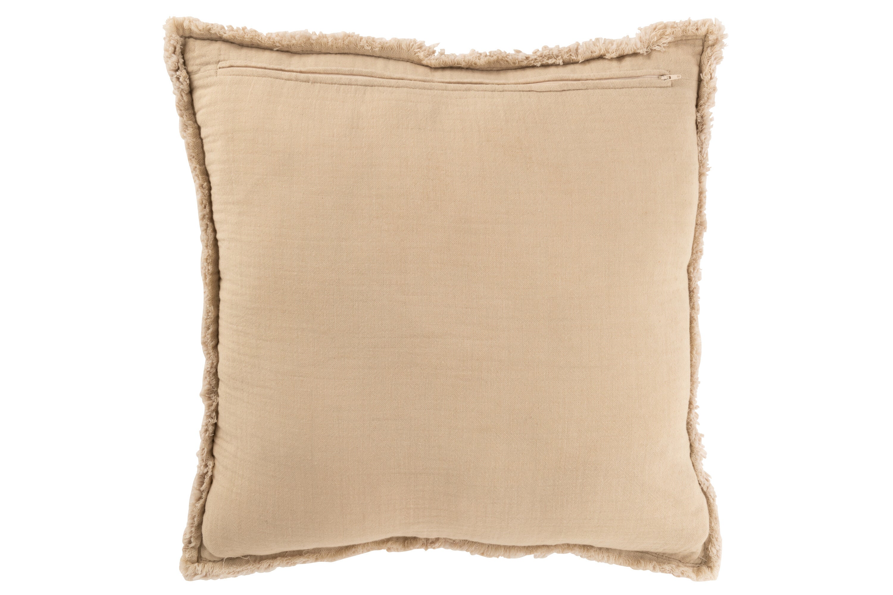 Kussen rafelig katoen/polyester beige - J-LINE