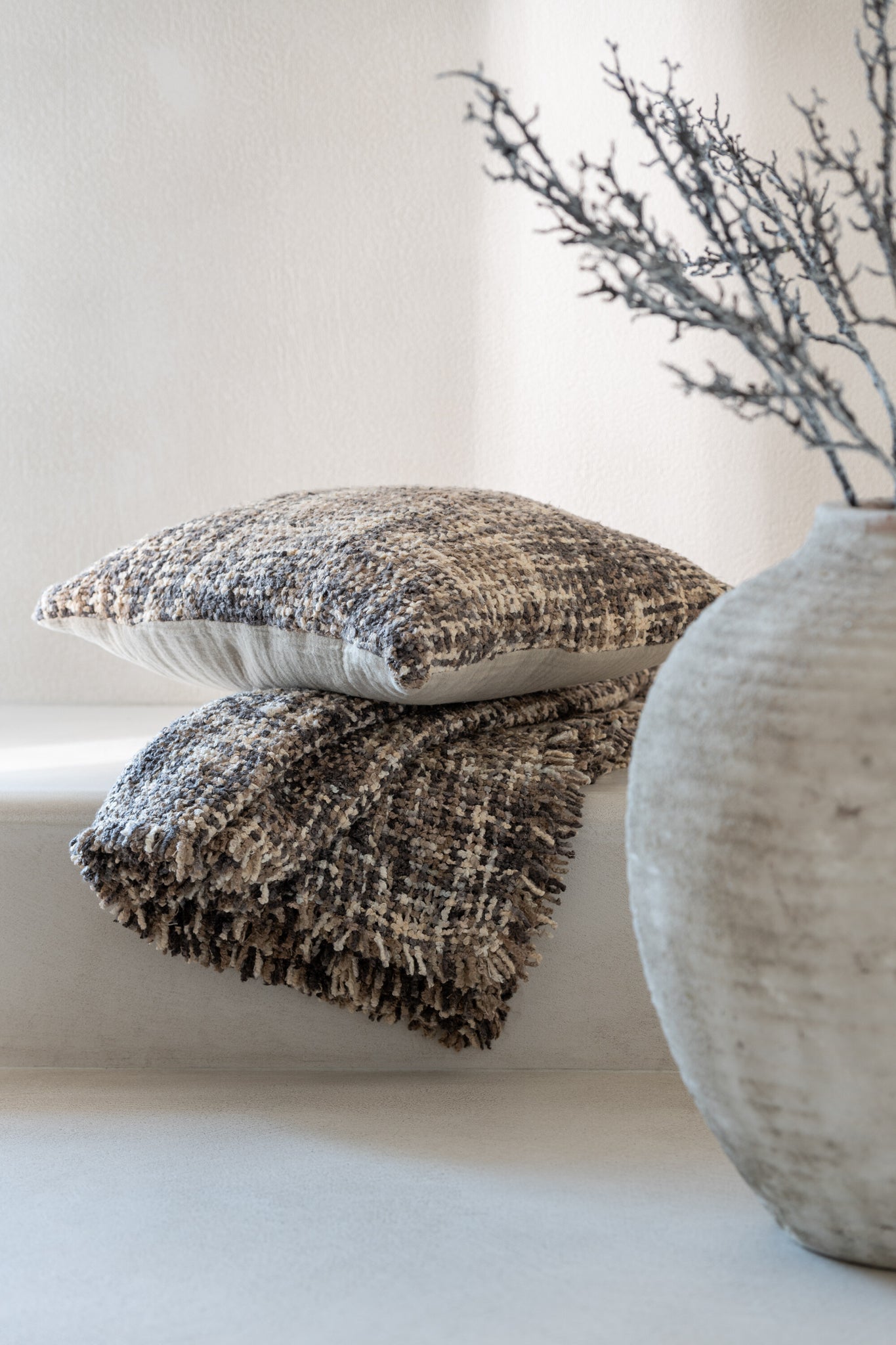plaid Acrylique/Coton Brun/Beige - J-LINE