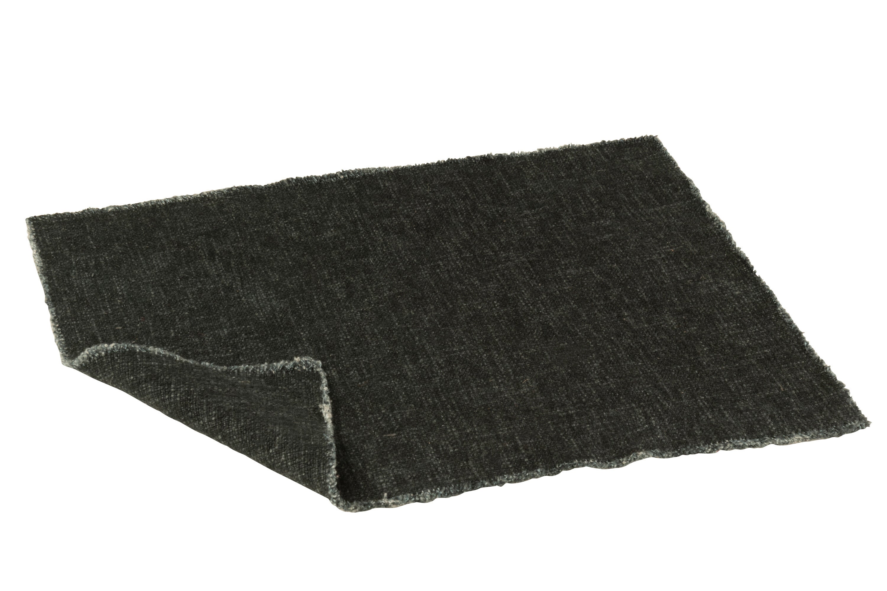 Set de table droit + bords en lin/coton noir - J-LINE