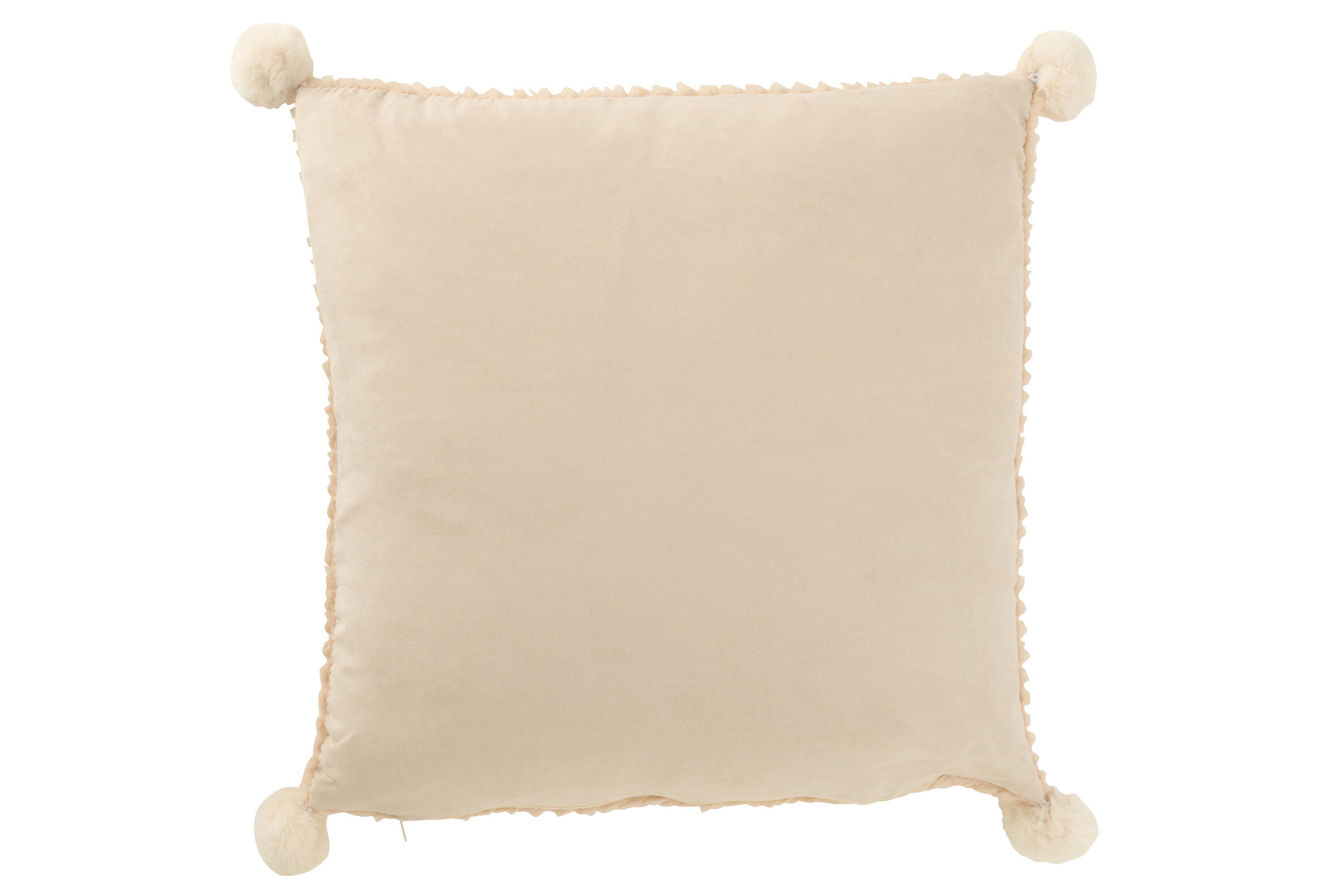 Kussen Zacht Pompons Polyester Beige - J-LINE