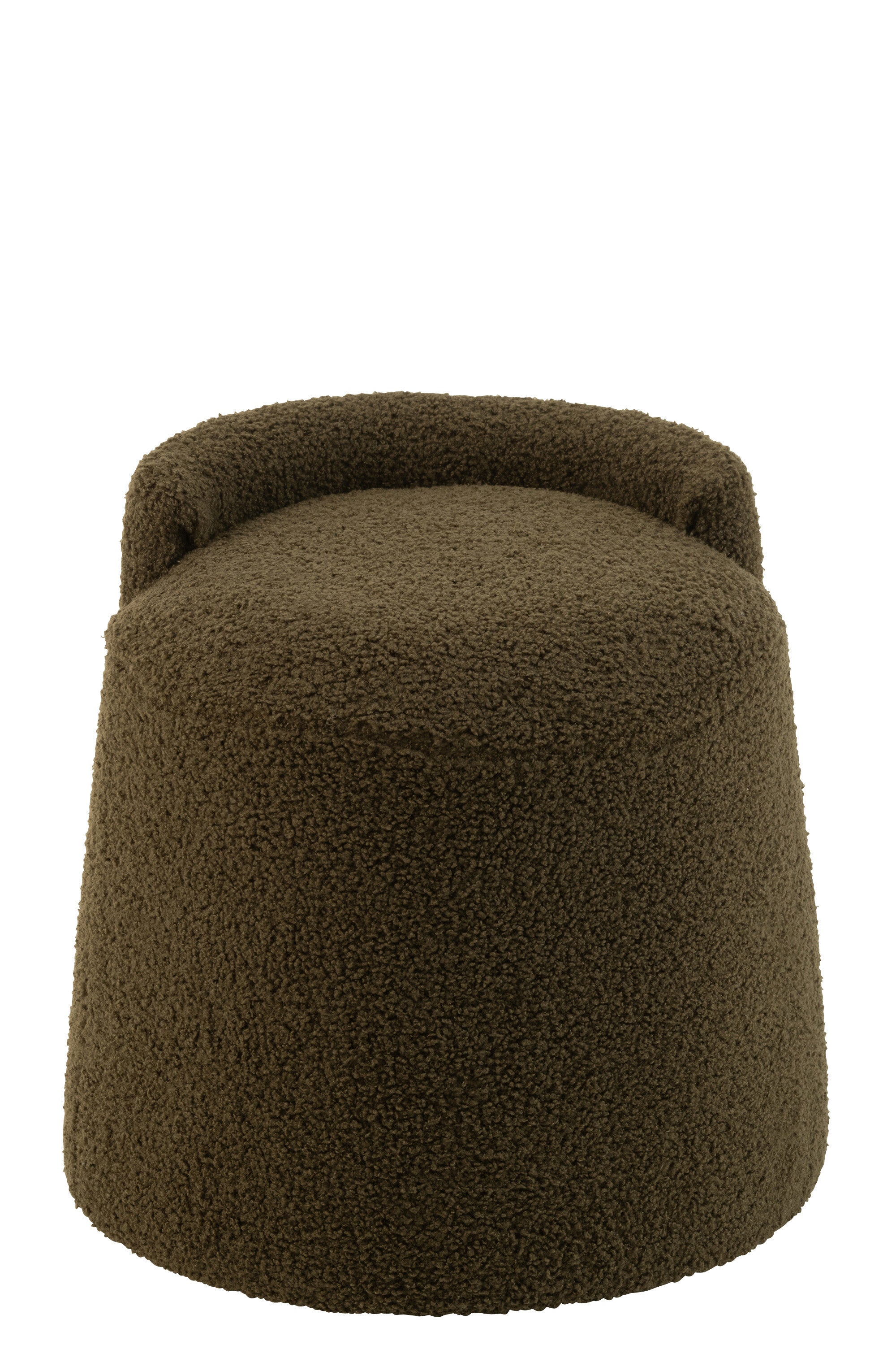 Poef Teddy rond+rug bouclé groen - J-LINE
