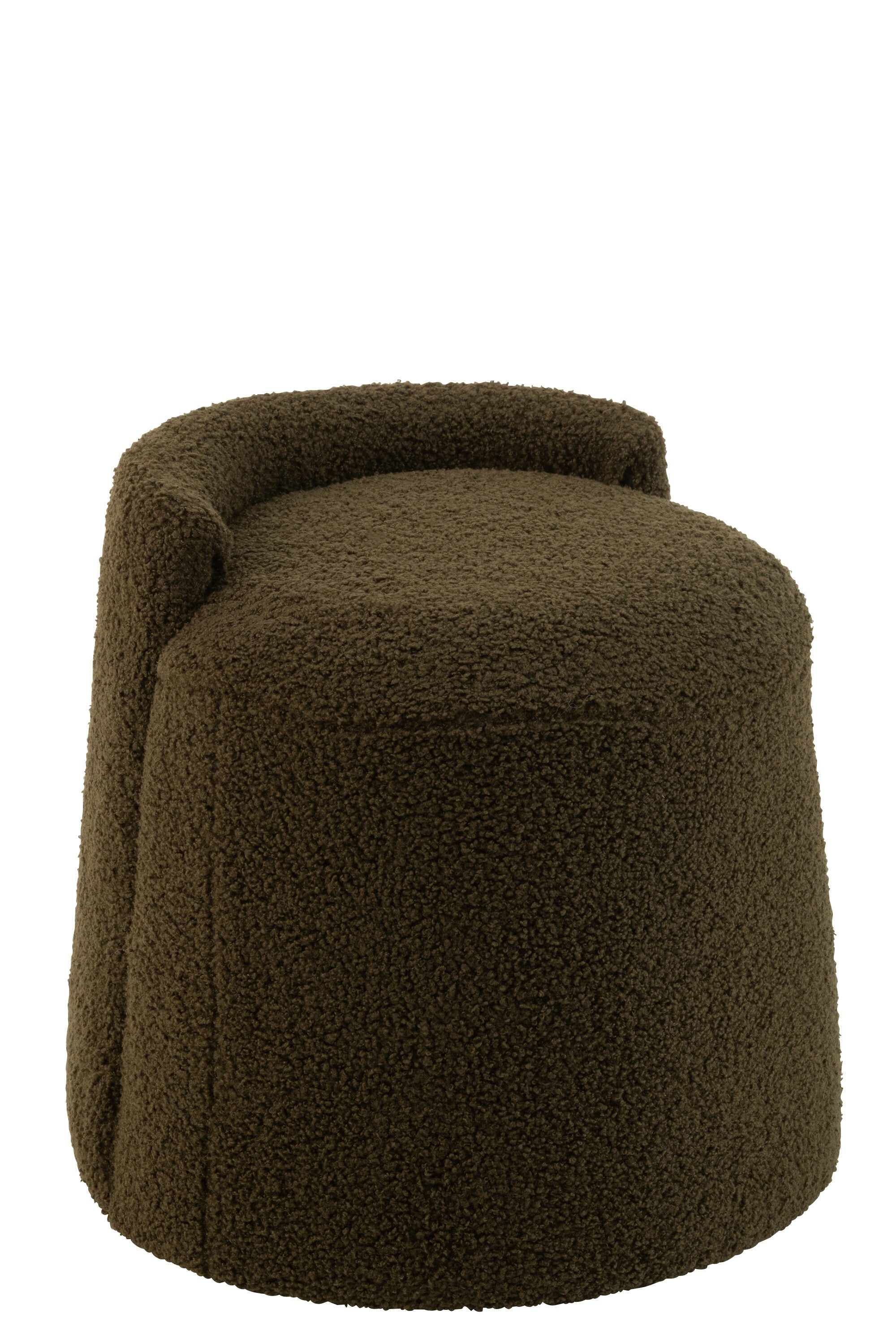Poef Teddy rond+rug bouclé groen - J-LINE