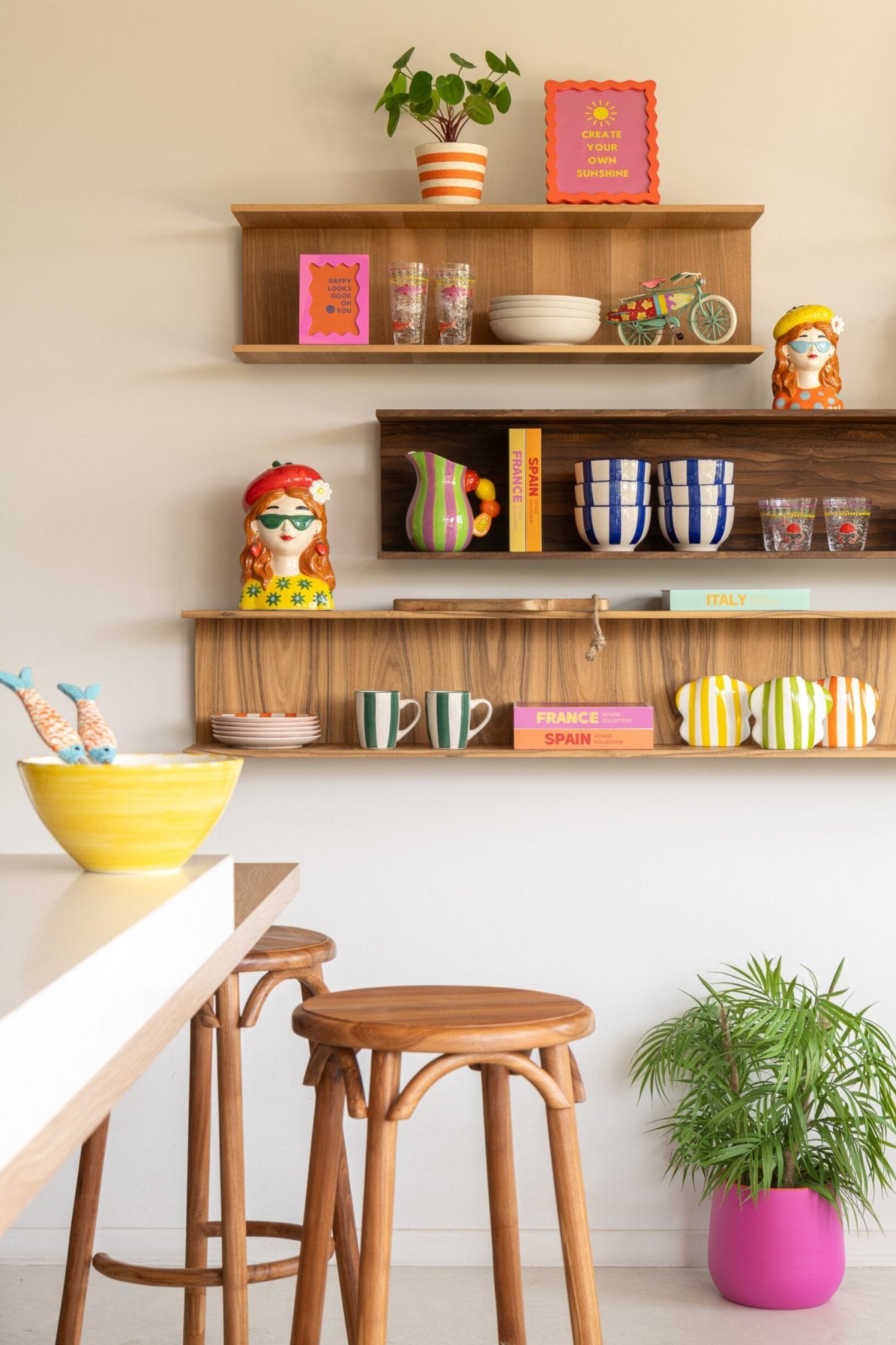 Tabouret de bar Ali teck naturel - J-LINE