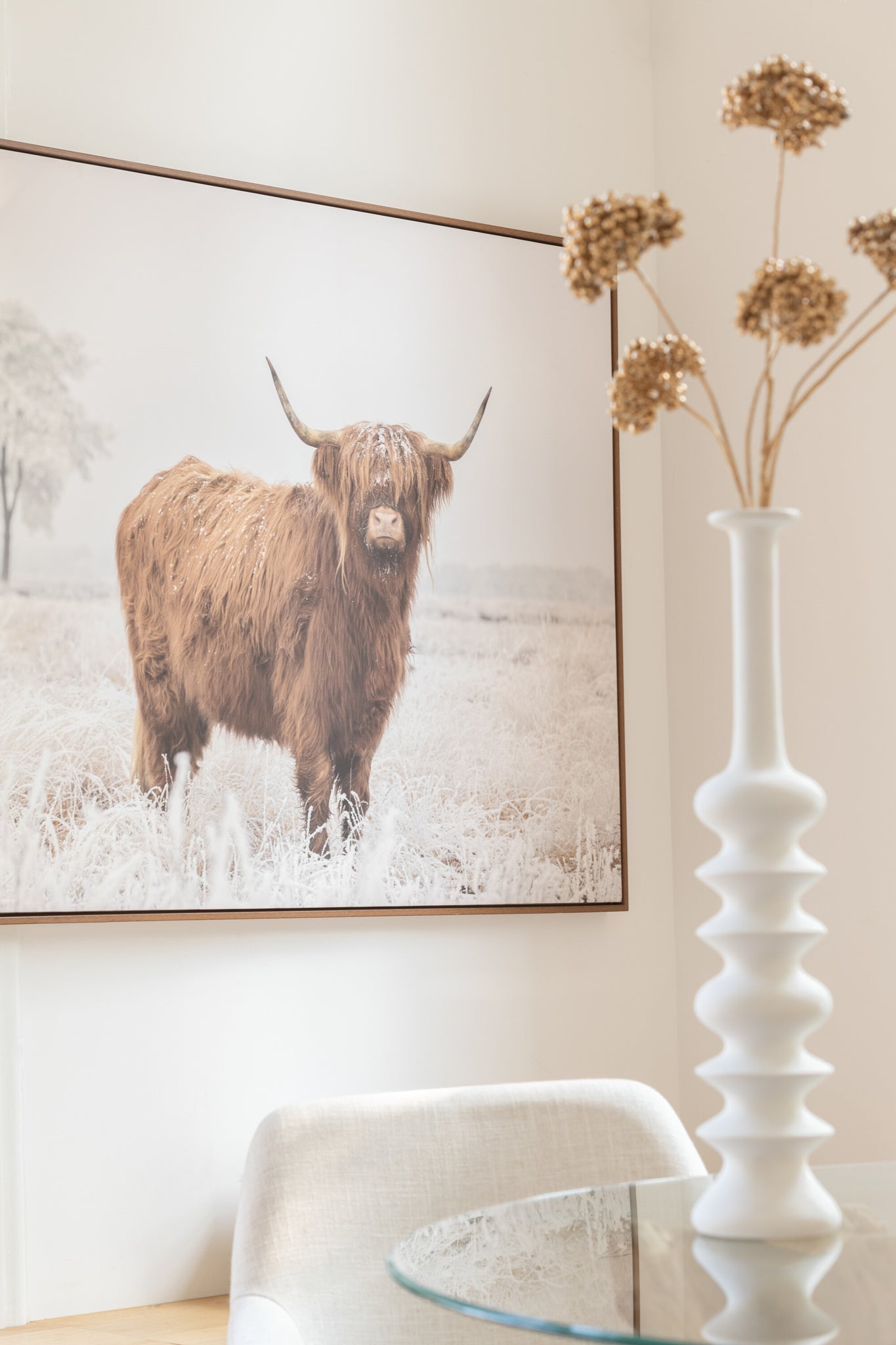 Décoration murale Yak Pin/Résine Poly Blanc/Brun - J-LINE