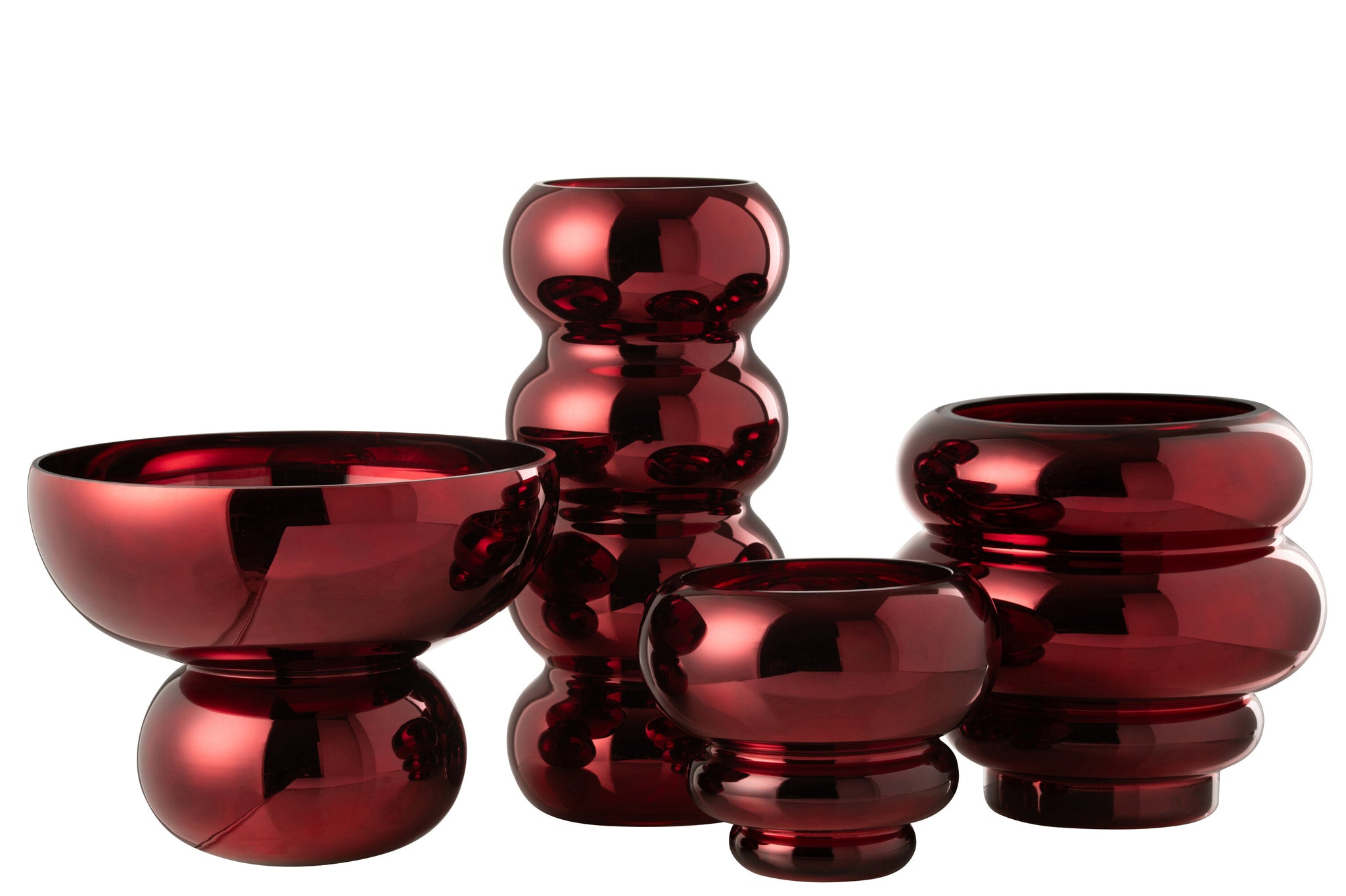 Vase sur pied en verre rouge foncé - J-LINE