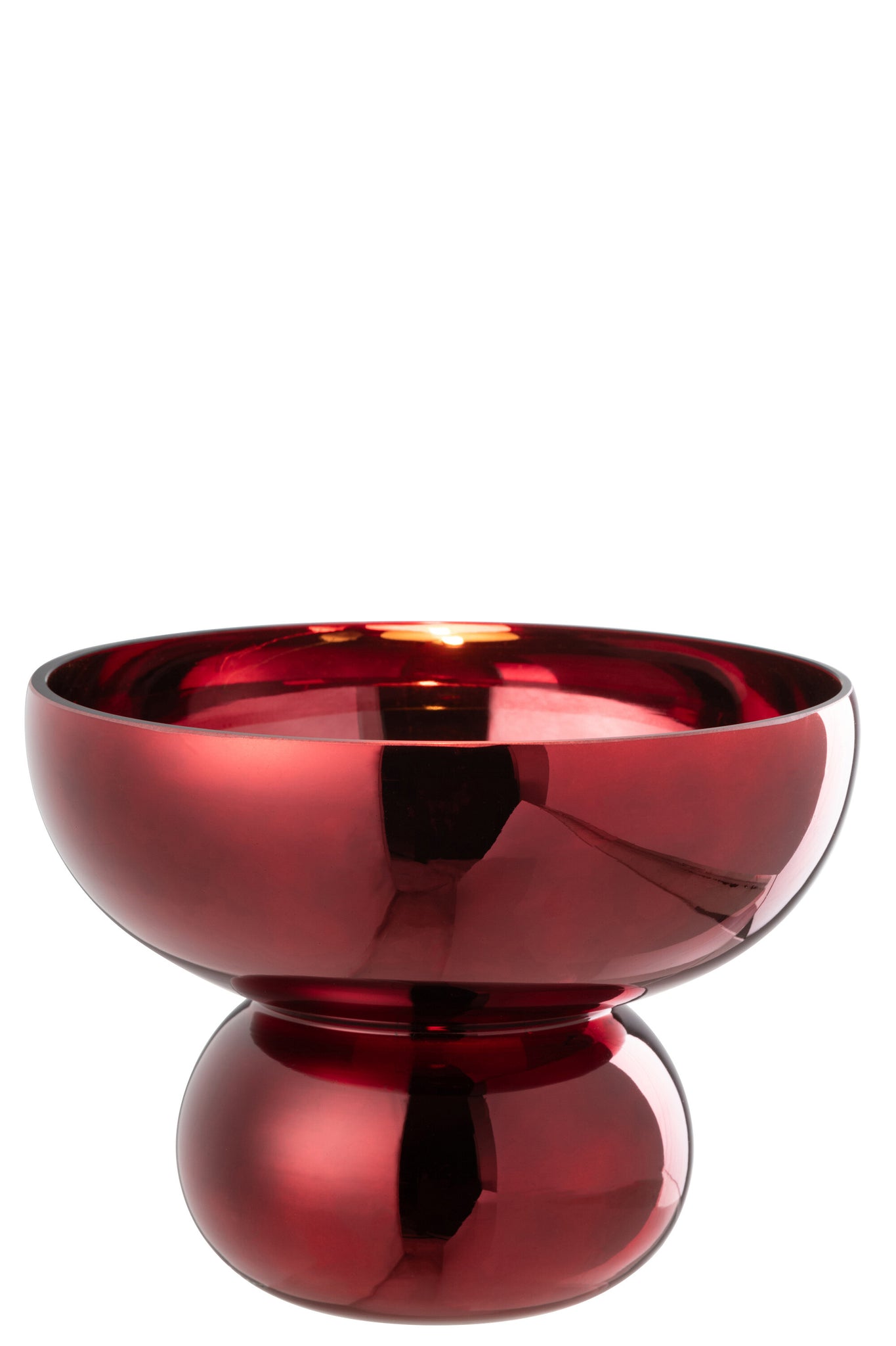 Vase sur pied en verre rouge foncé - J-LINE