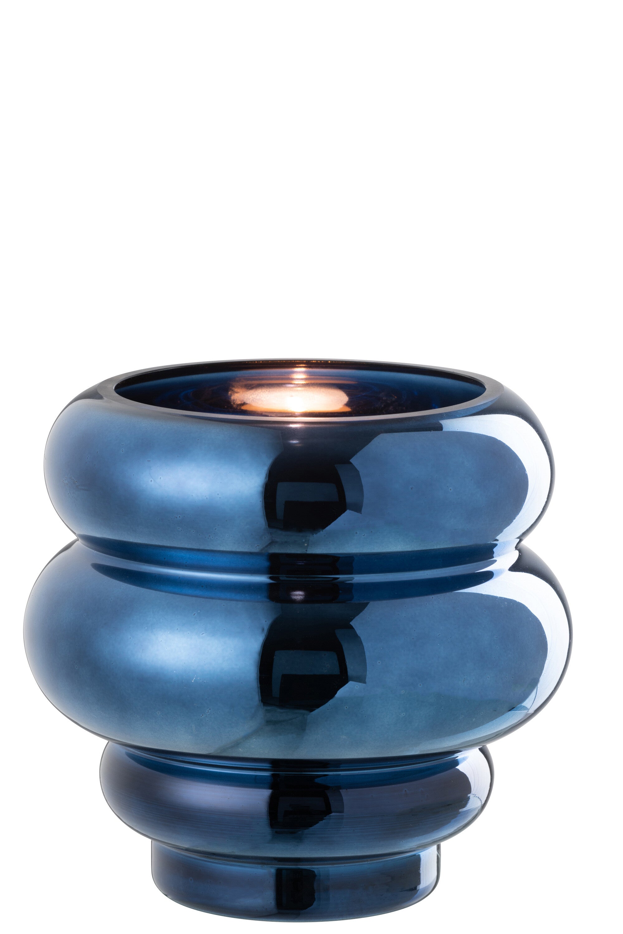 Theelichthouder / Vaas Cléa Glas Blauw - J-LINE