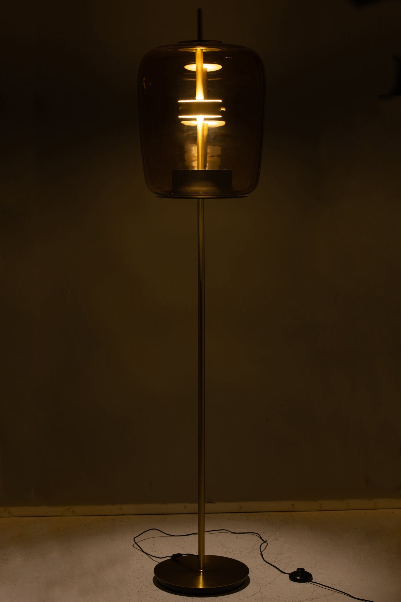 Lampadaire LED Verre Marron - J-LINE