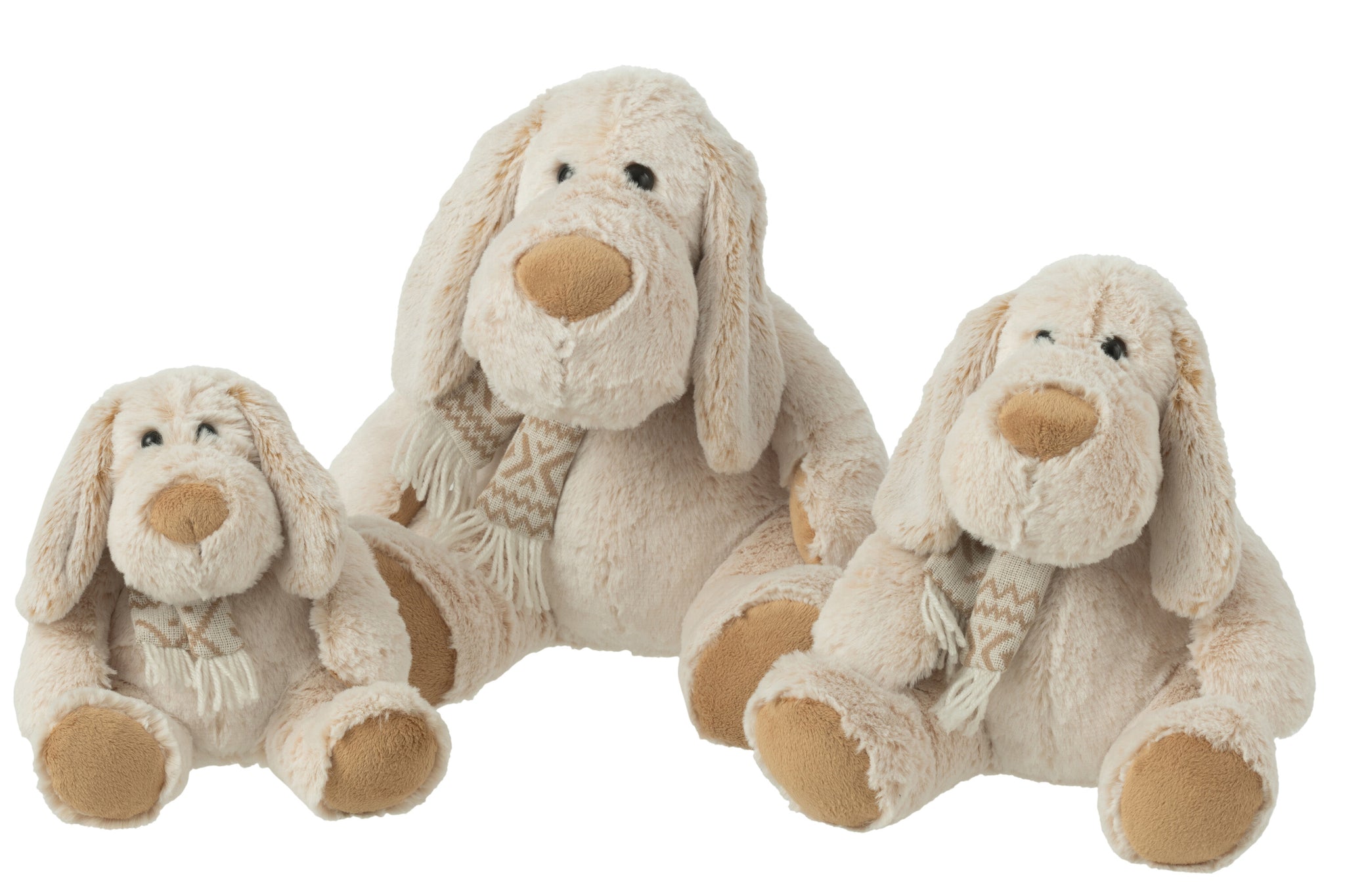 Hond+sjaal Zittend Pluche Polyester Beige/Bruin L - J-LINE