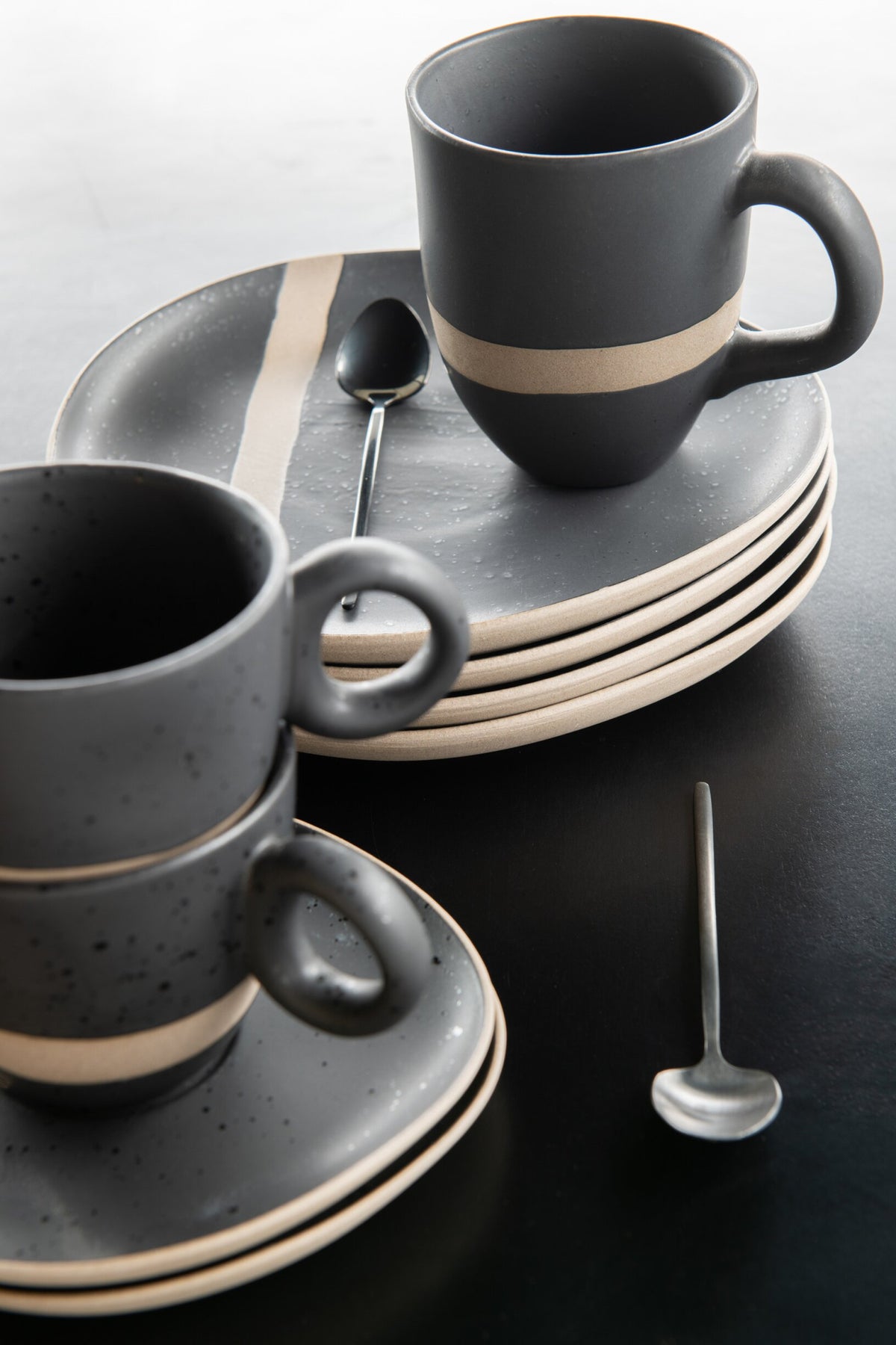 Bord Keramiek Zwart/Taupe S - J-LINE