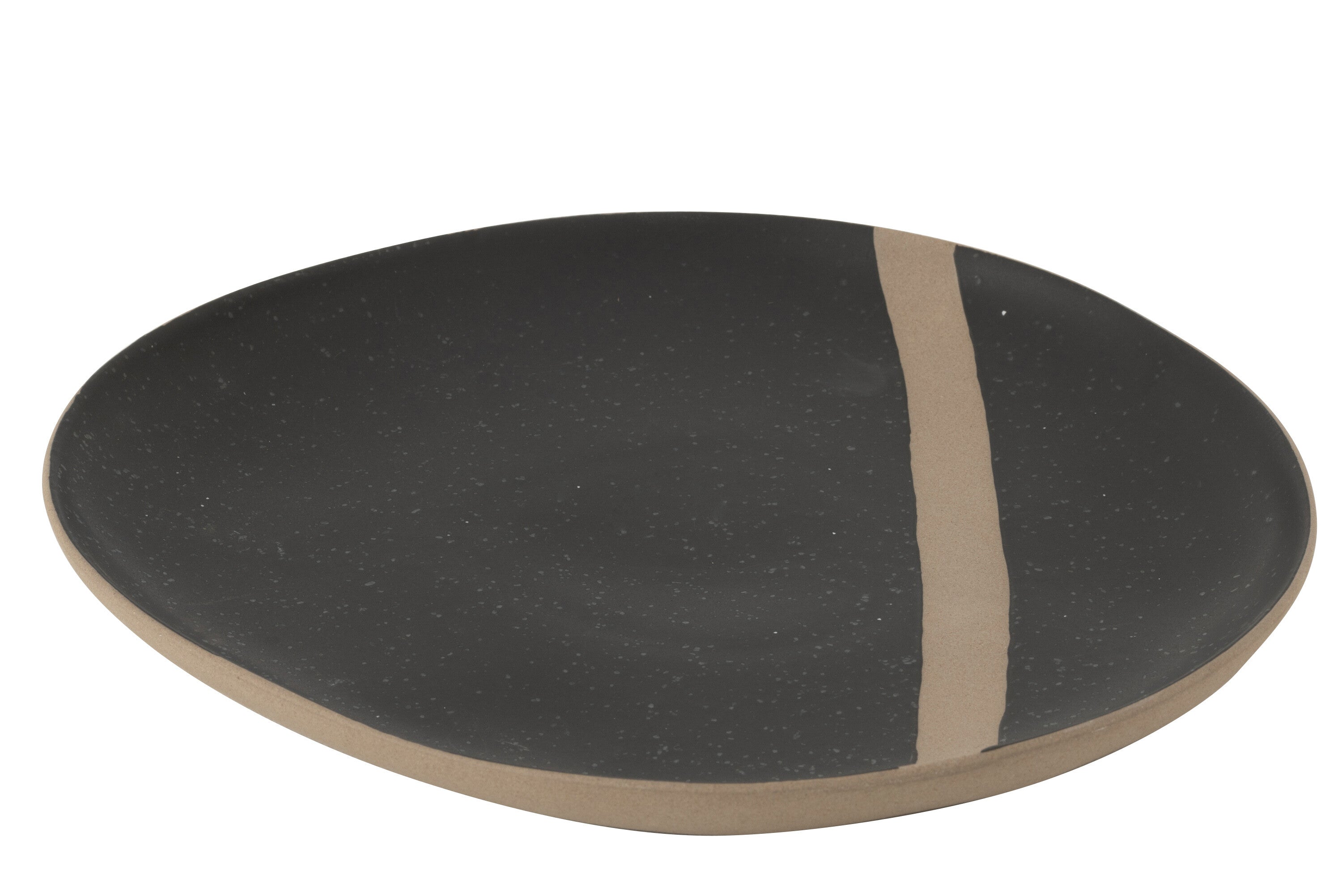 Bord Keramiek Zwart/Taupe groot - J-LINE