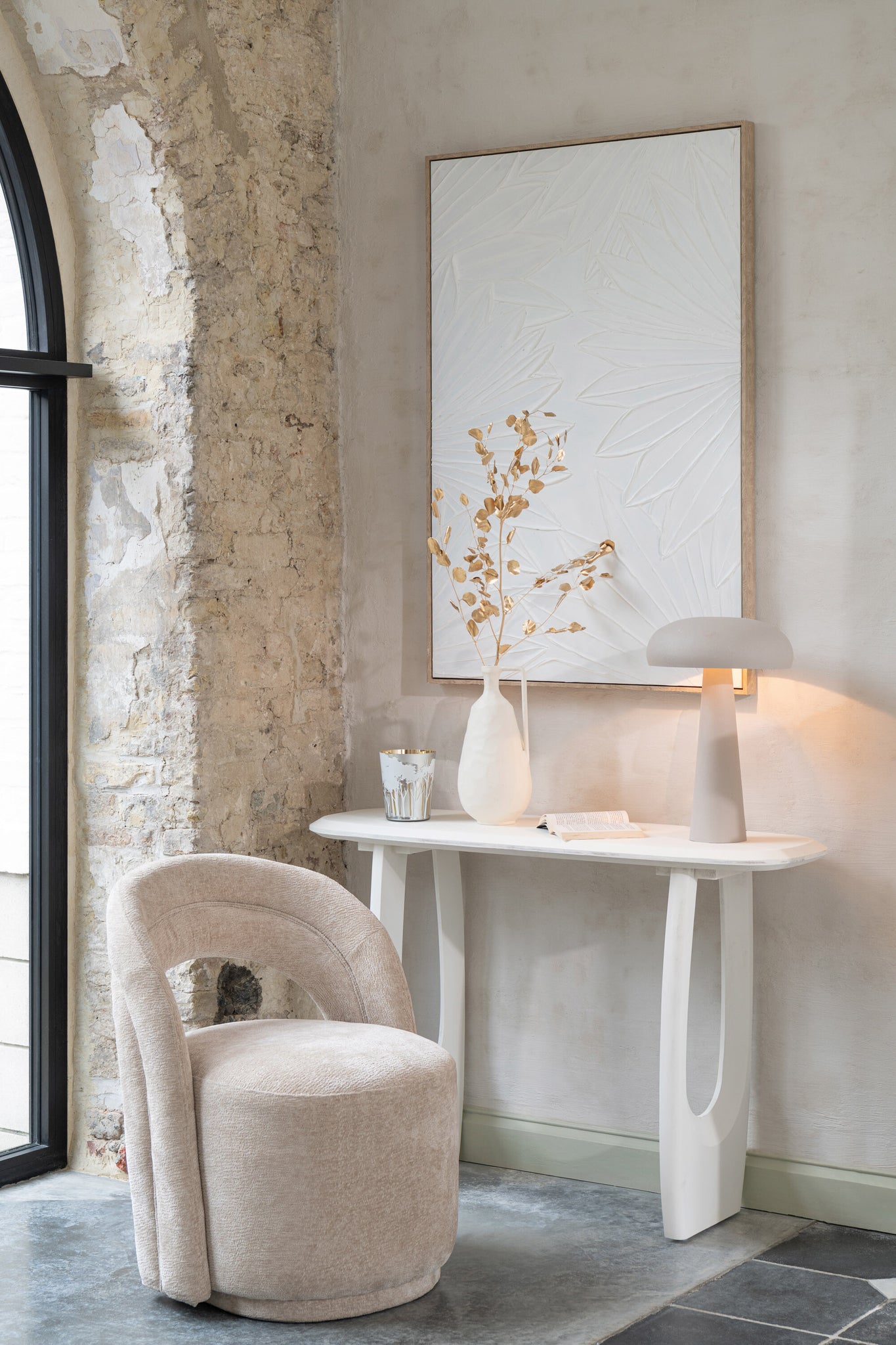 Fauteuil club Textile Beige - J-LINE