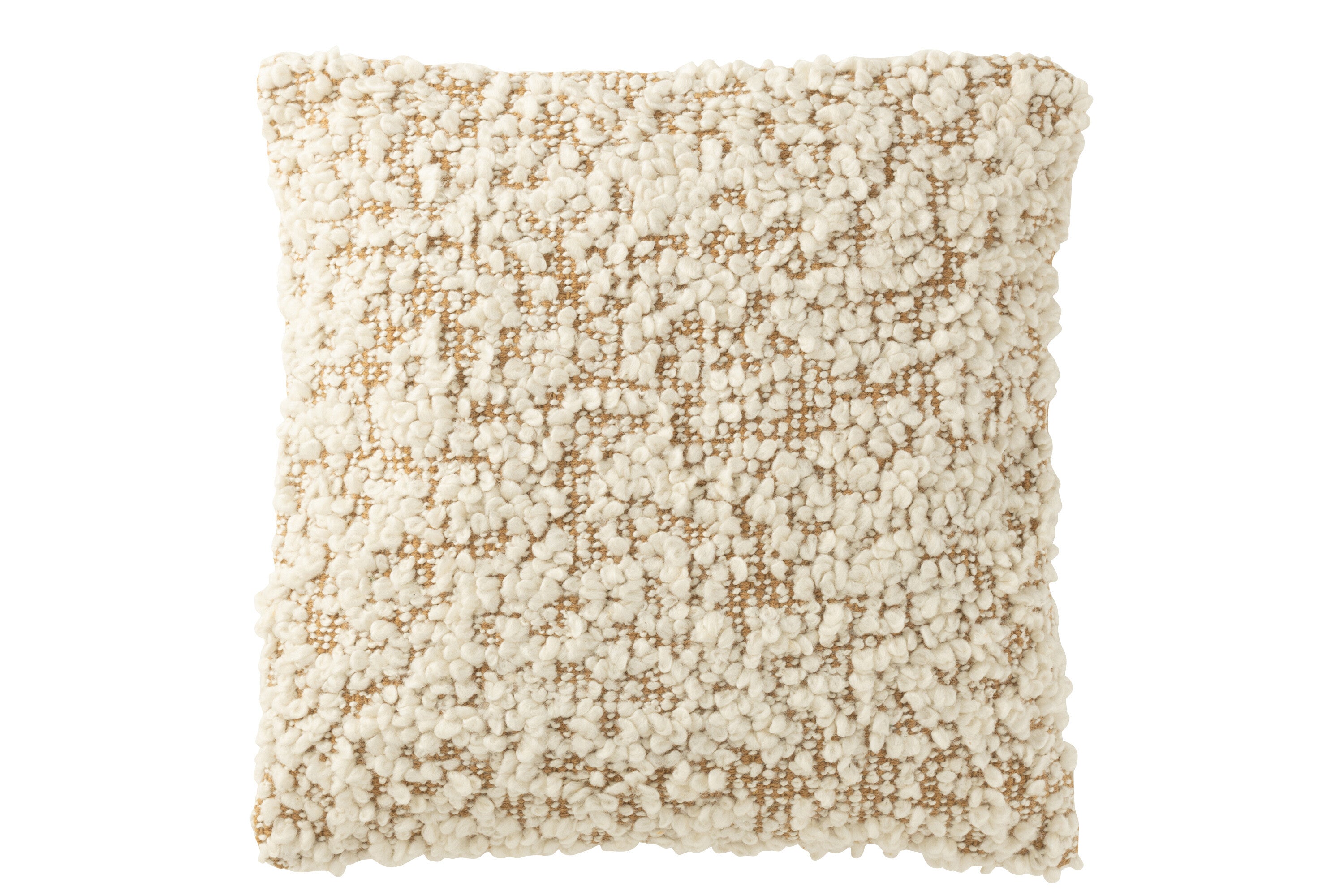 Kussen Bouclé Katoen/Polyester Kameel/Crème - J-LINE