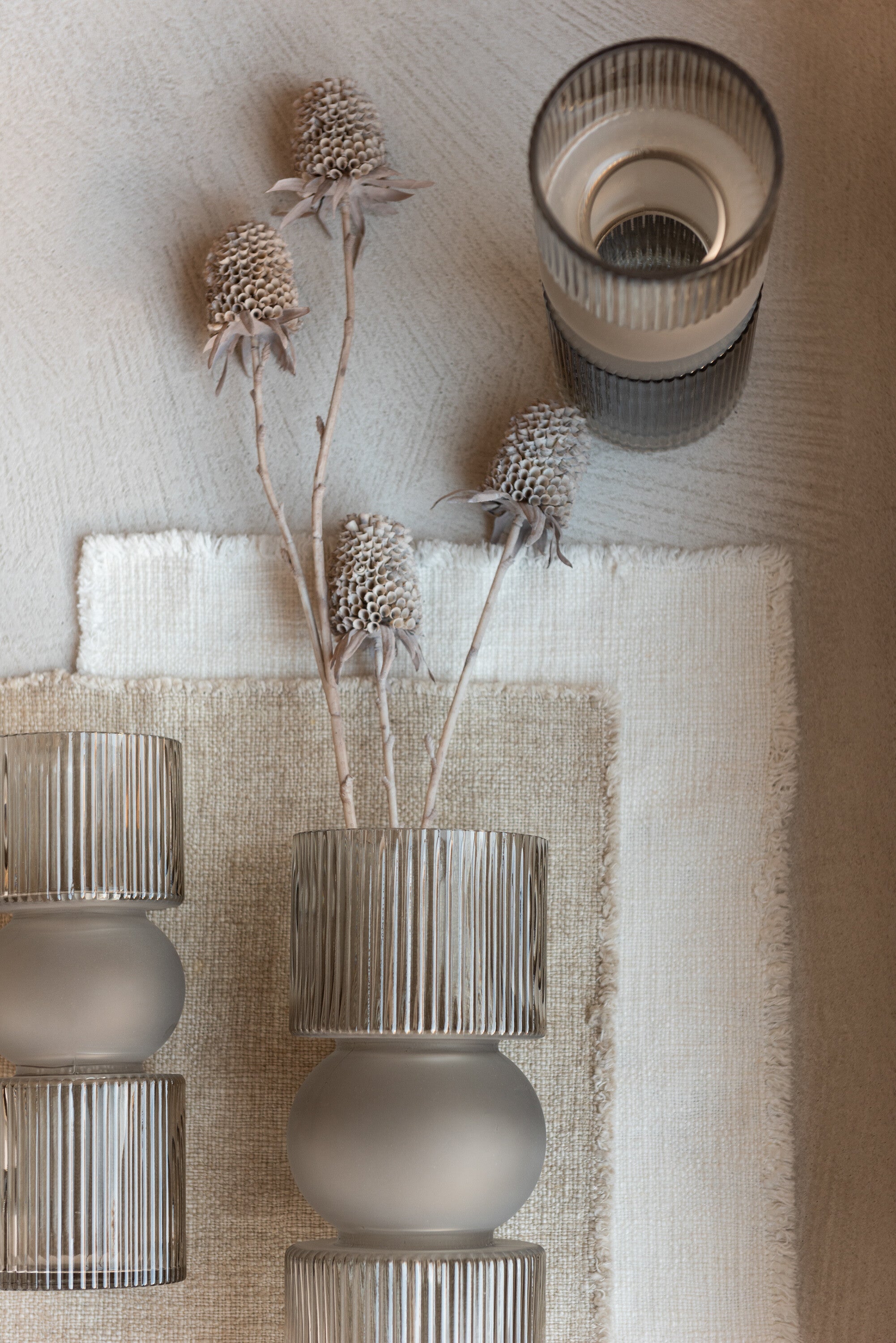 Vase/Bougeoir/Bonbonnière en verre gris S - J-LINE