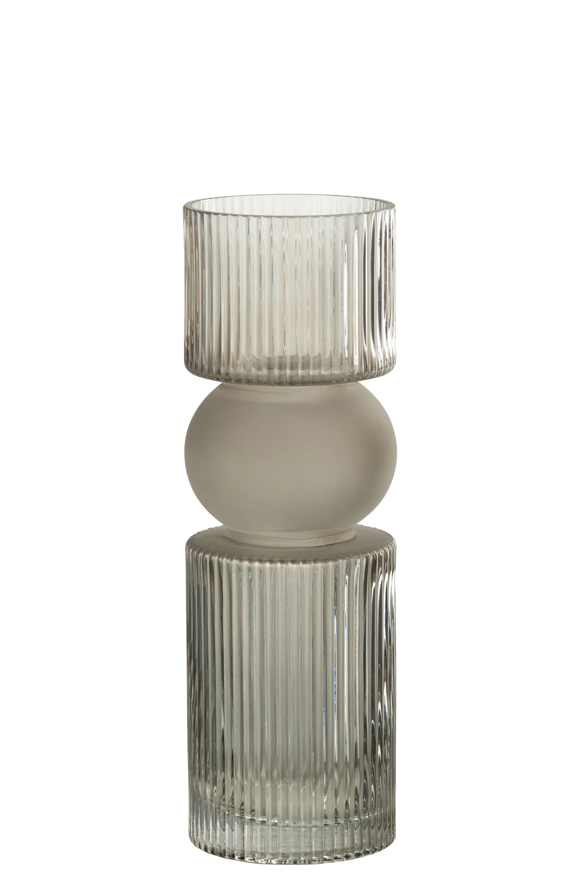 Vase/Bougeoir Candy Glass Gris M - J-LINE