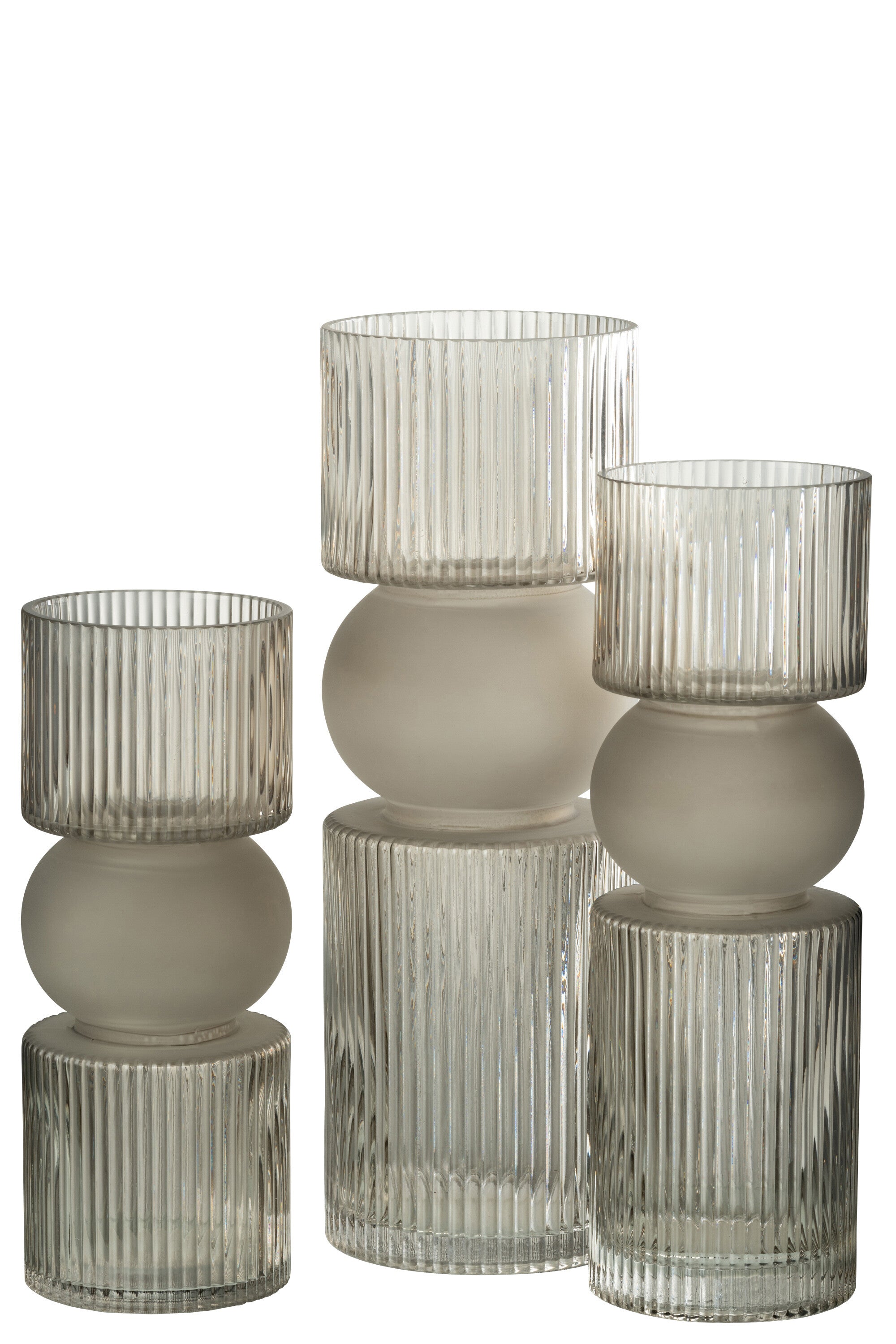 Vase/Bougeoir Candy Glass Gris L - J-LINE