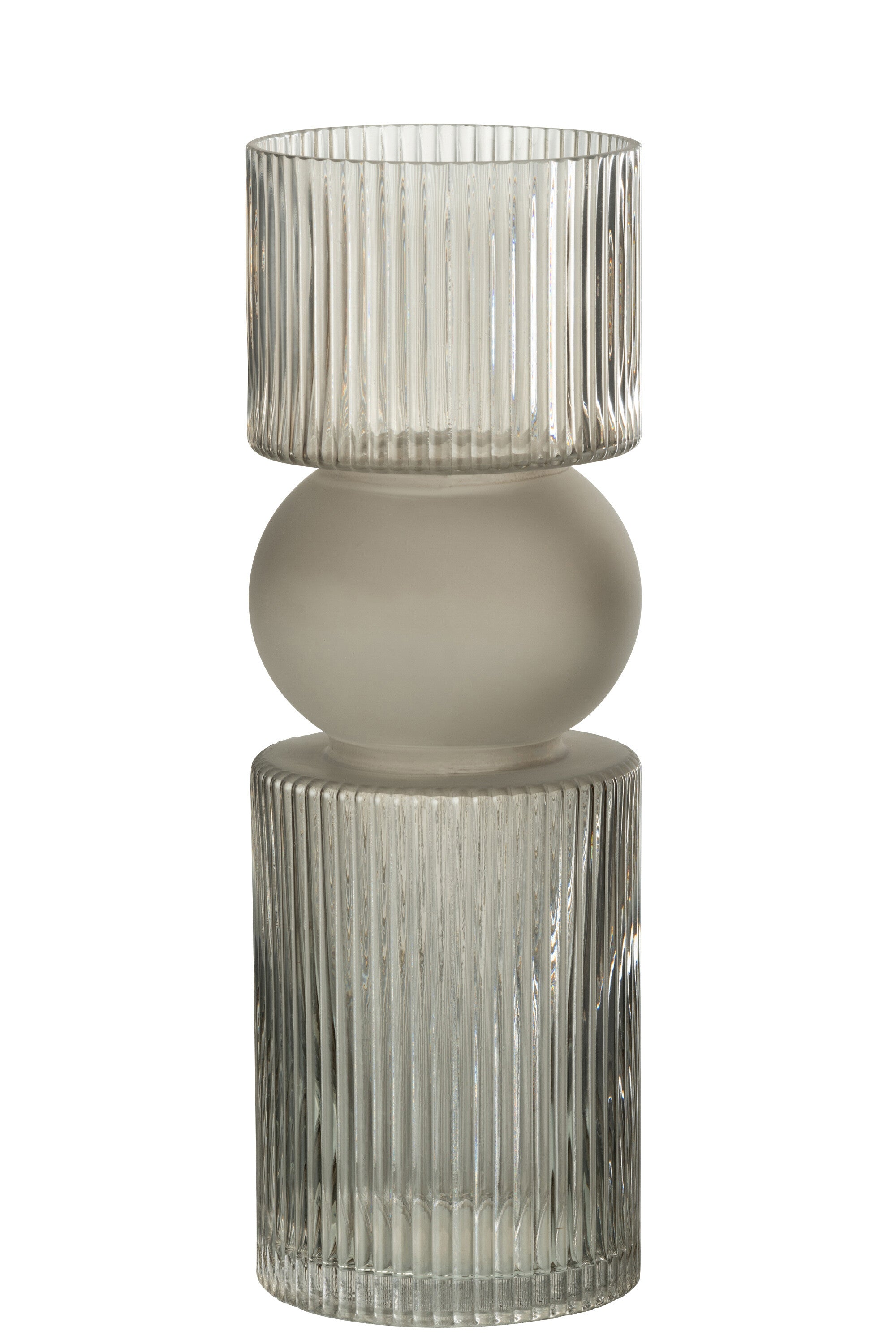 Vase/Bougeoir Candy Glass Gris L - J-LINE